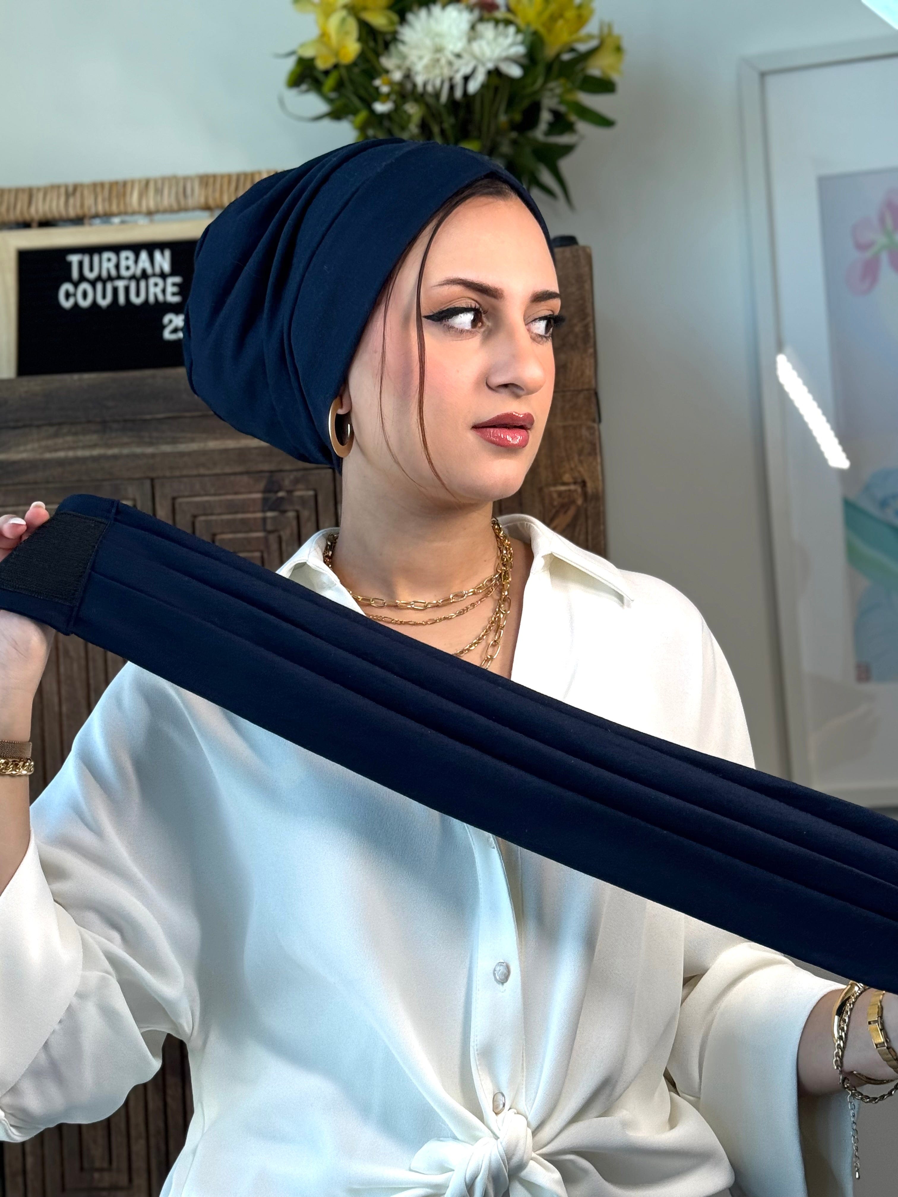 Beanie 2 pieces Jersey Set - Navy - Turban Couture