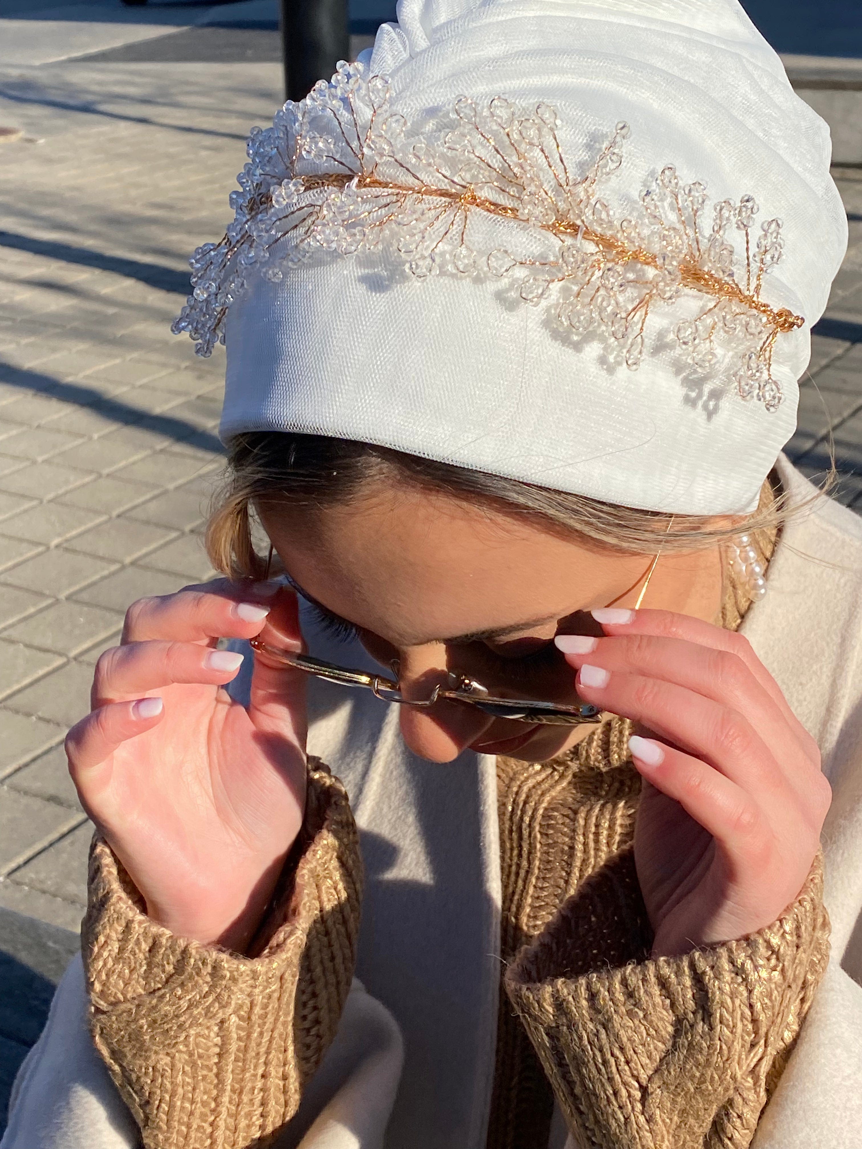 Beanie Tulle - Rose Gold Crystals