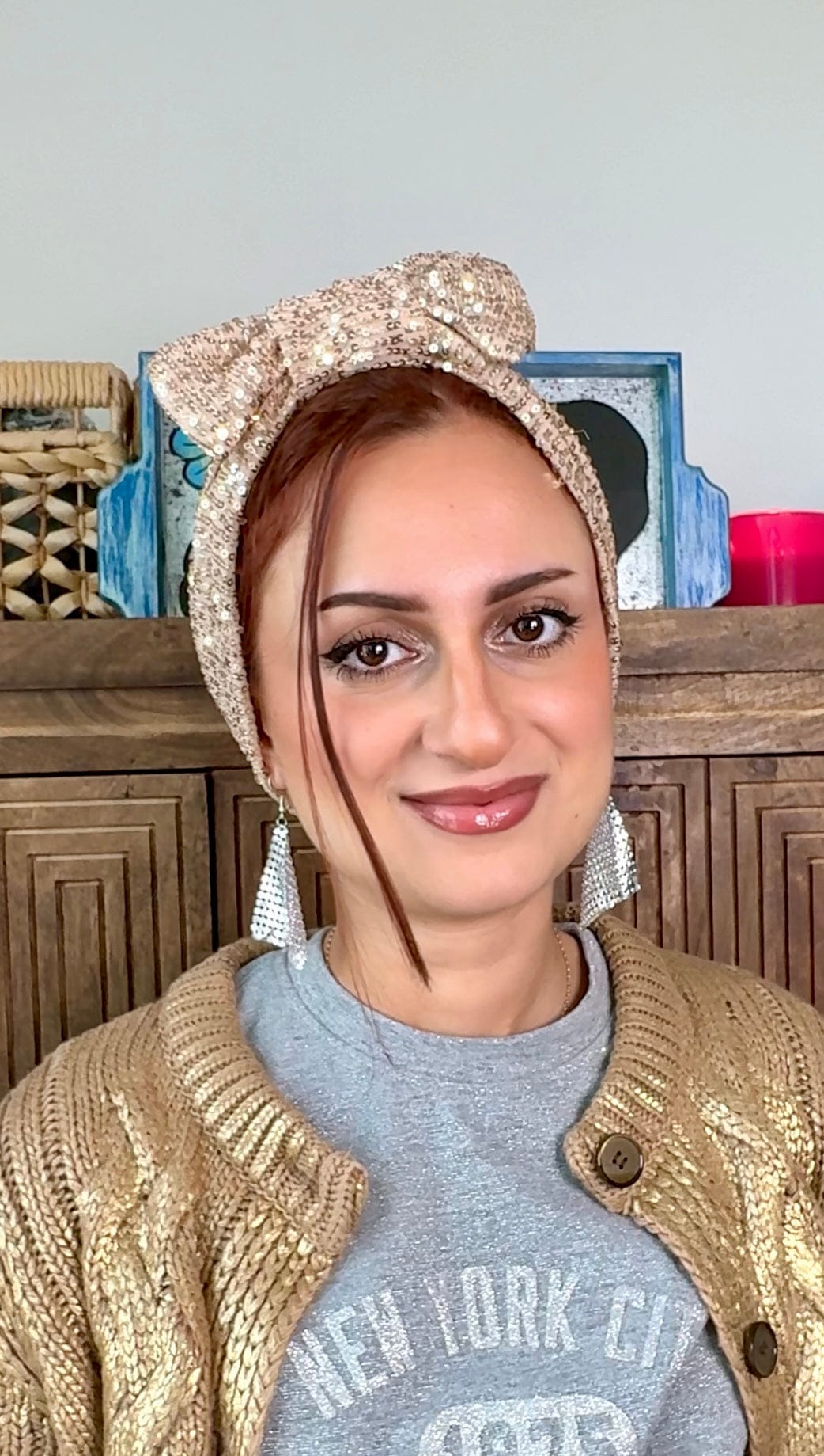 Beanie Bow Sequins Jersey - Yellow Gold