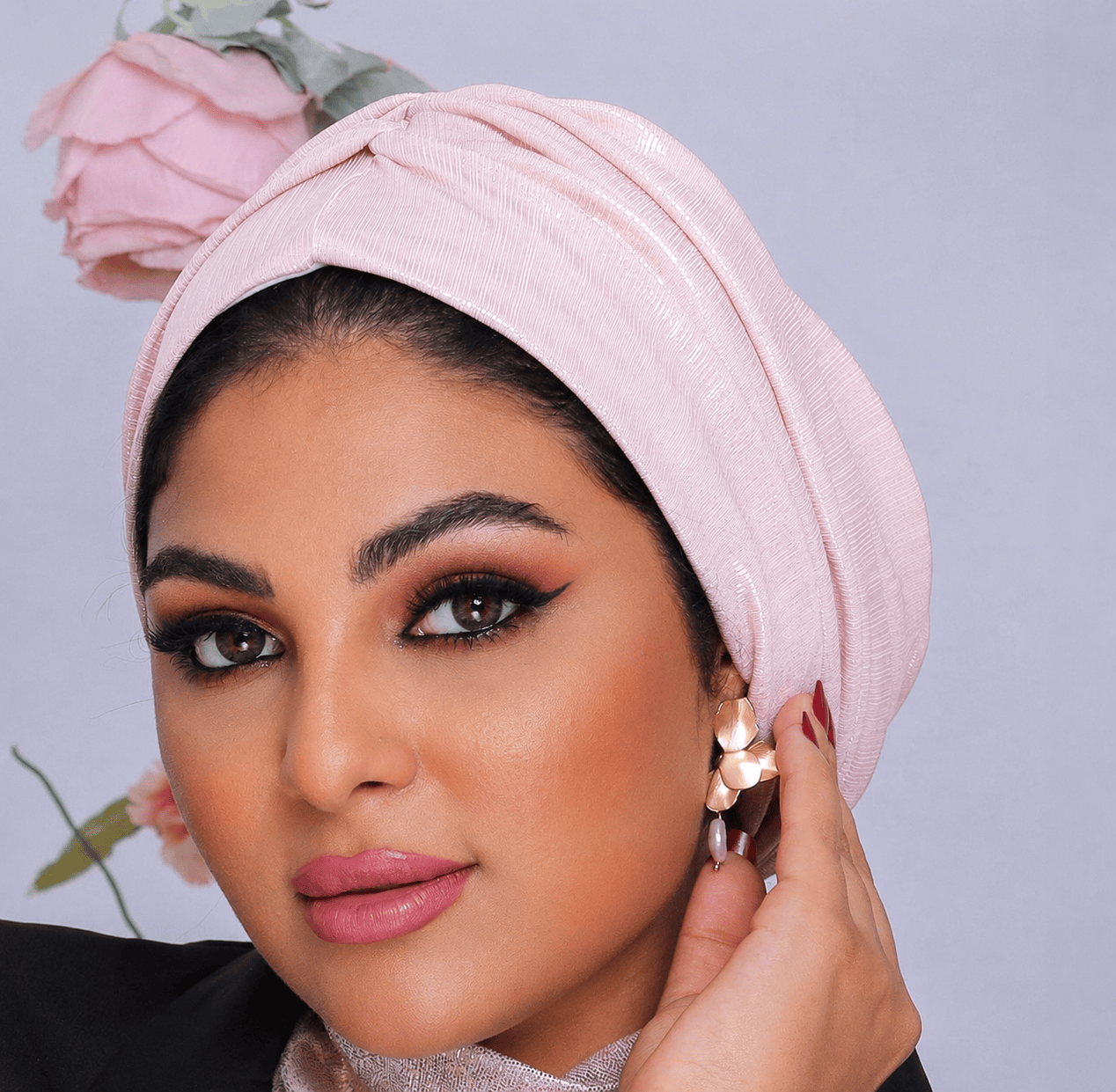 Beanie Double Drapes Metallic - pink