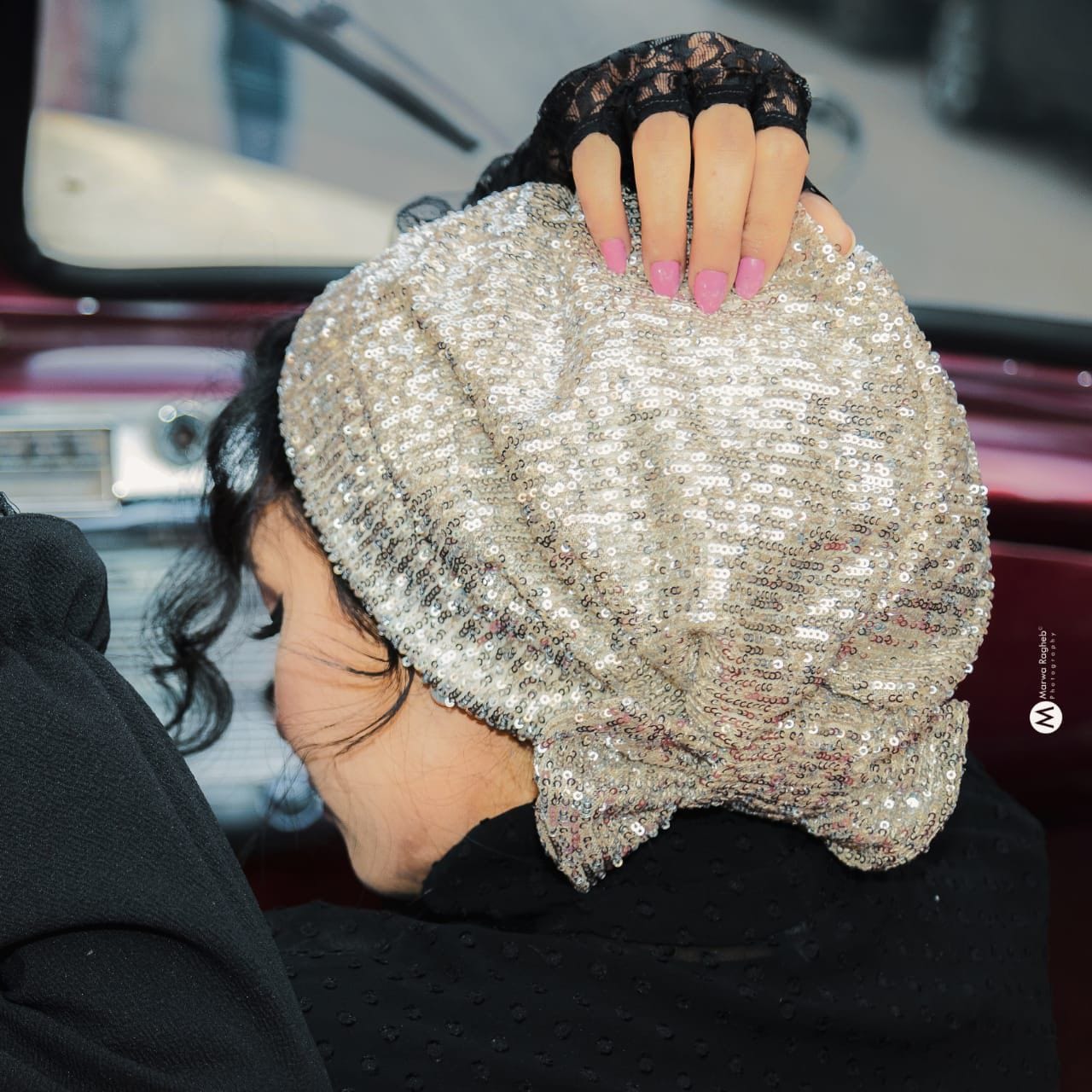 Beanie Bow Sequins Jersey - Champagne