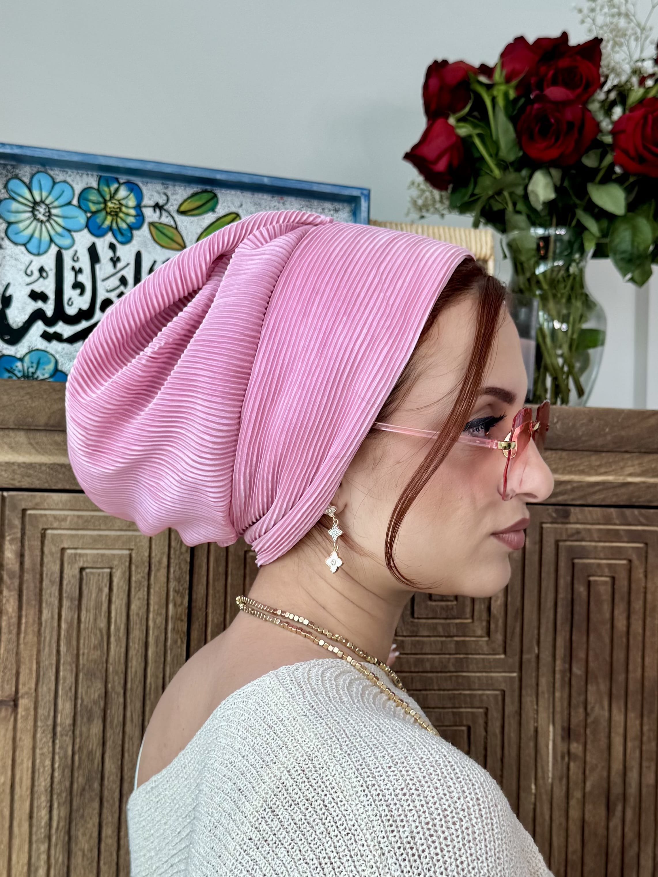 Beanie pleated - Pink Rose
