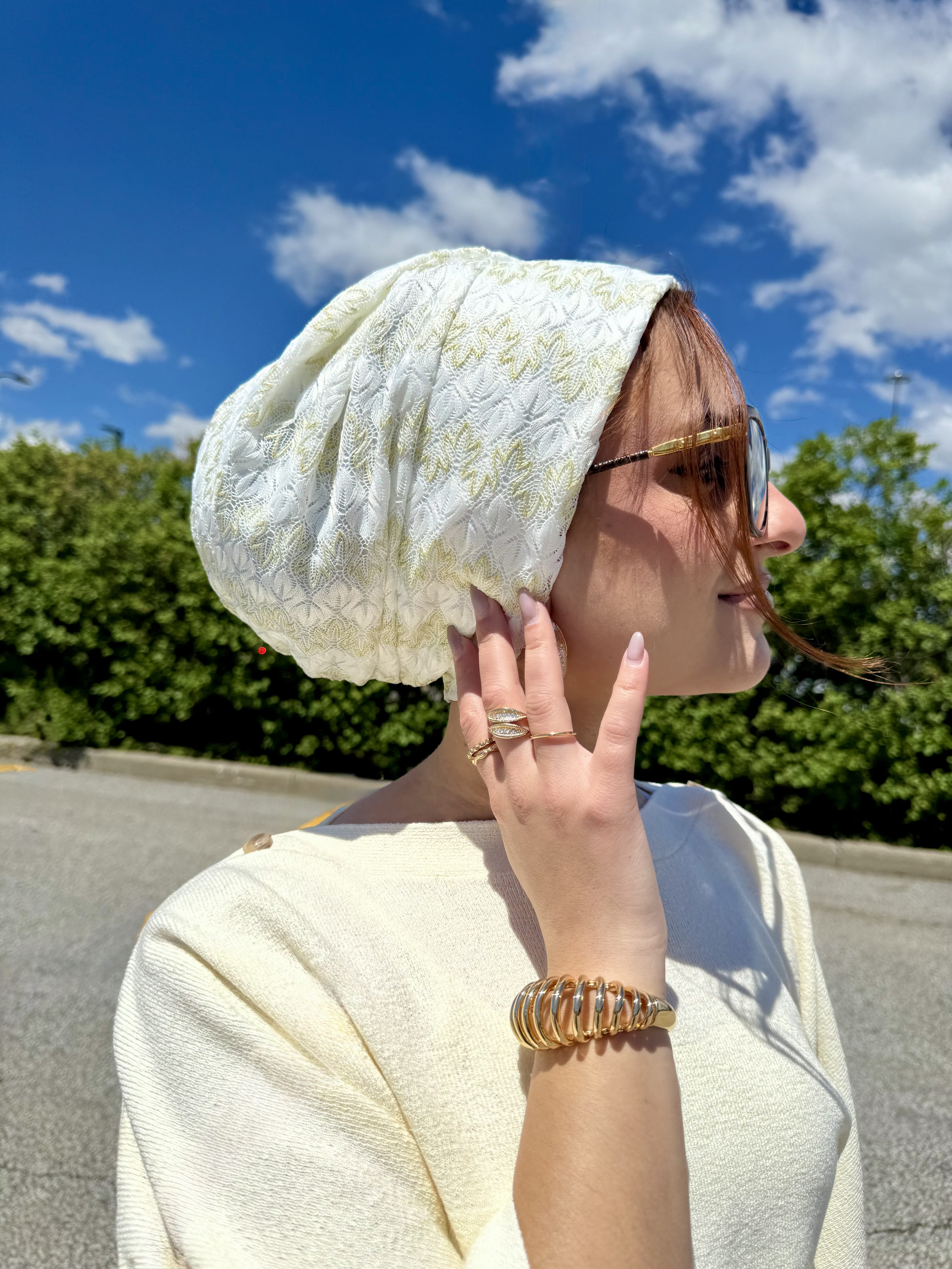 Beanie Knit - Off White Gold