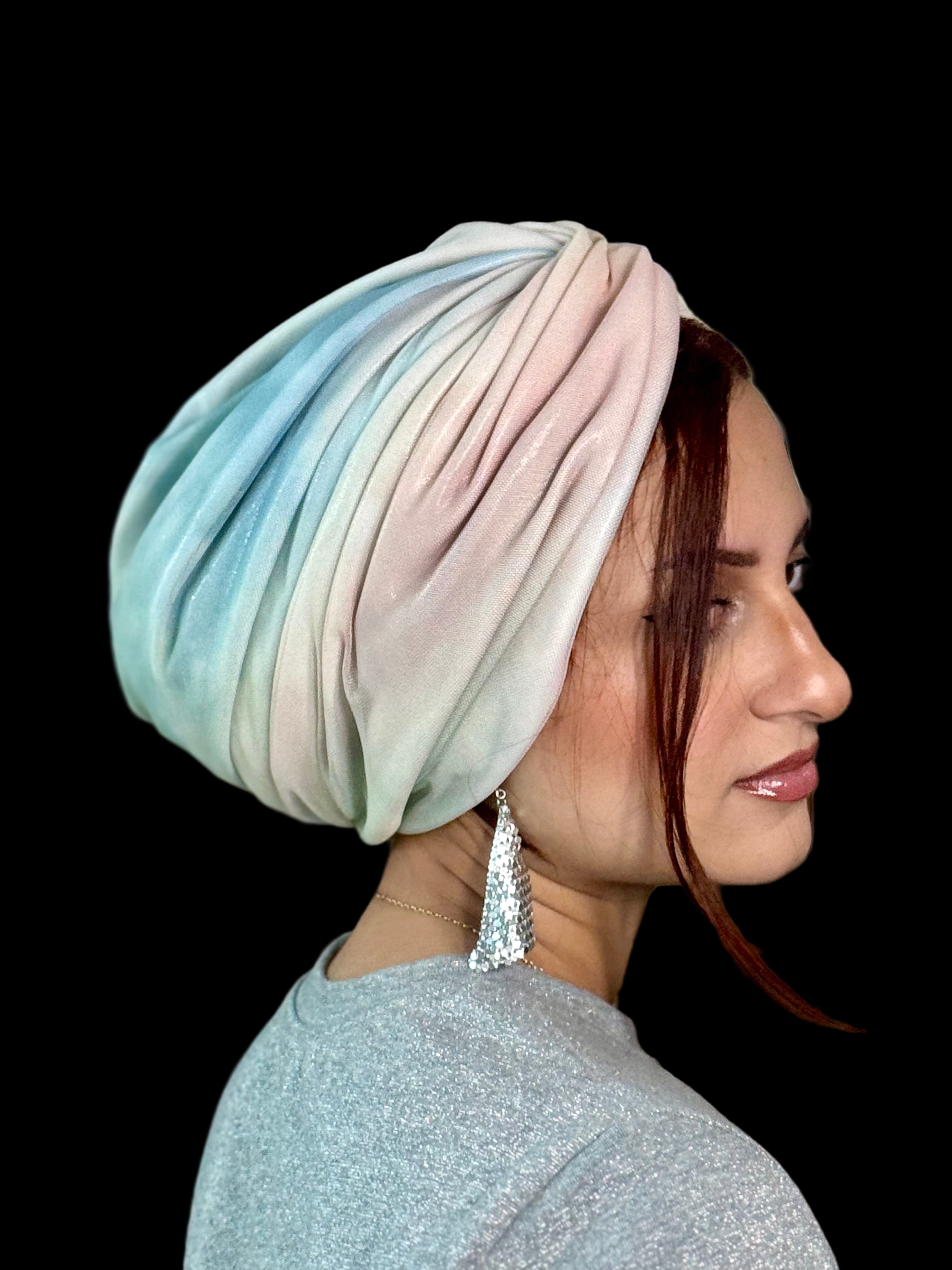 Beanie Tulle Metallic Cross Front - Colorful