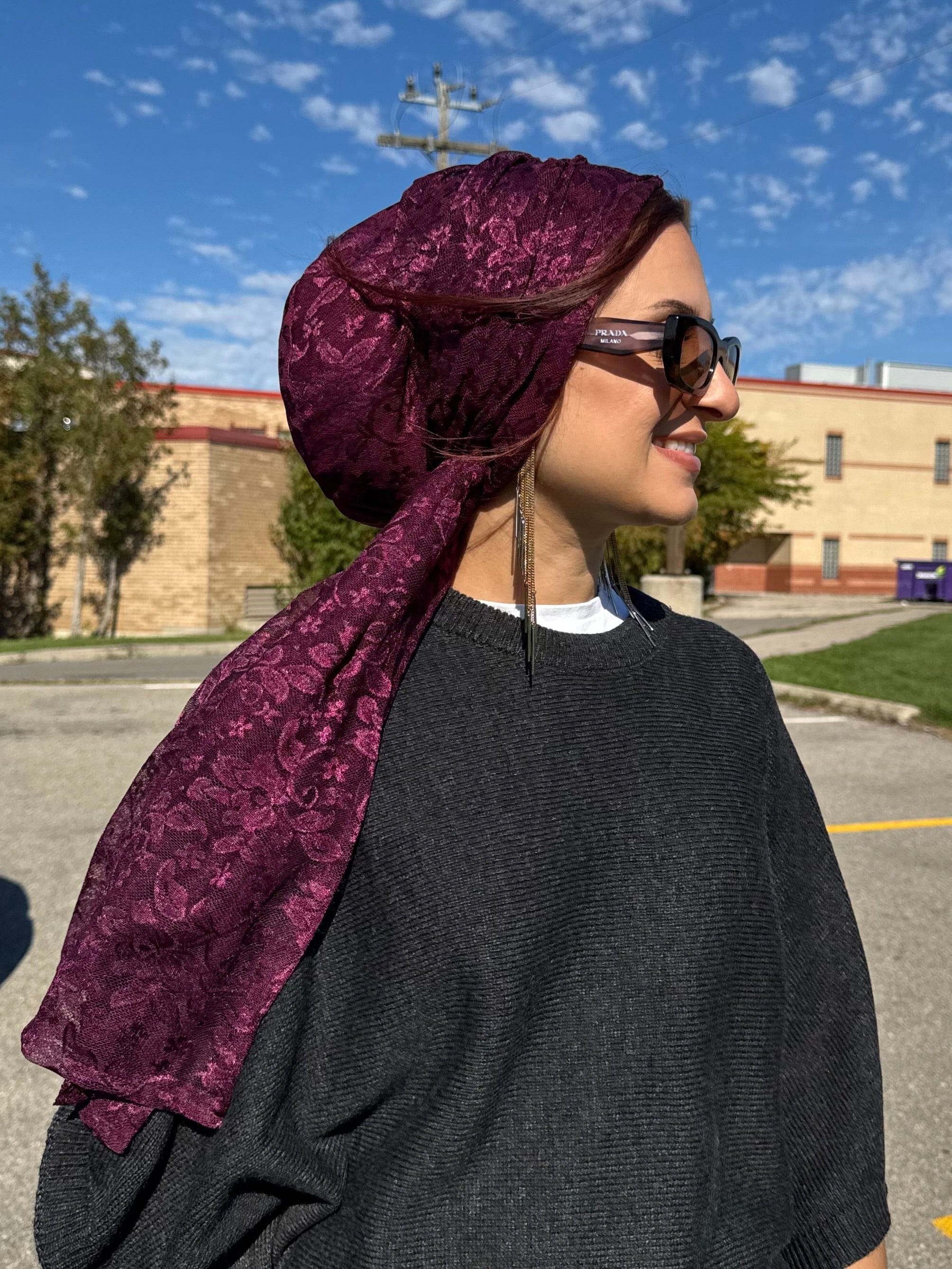 Beanie Wrap Soft Light Lace - Maroon