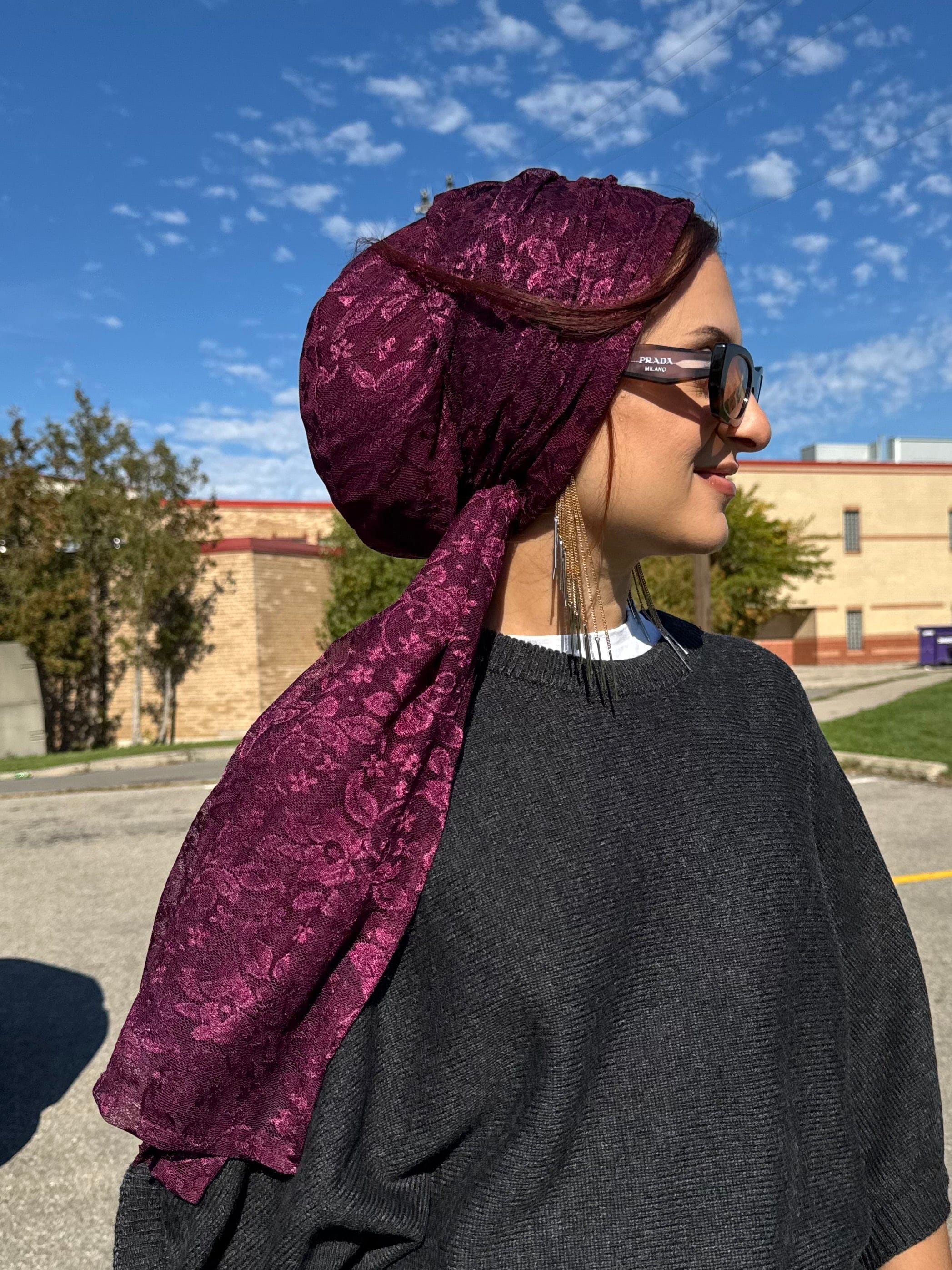 Beanie Wrap Soft Light Lace - Maroon