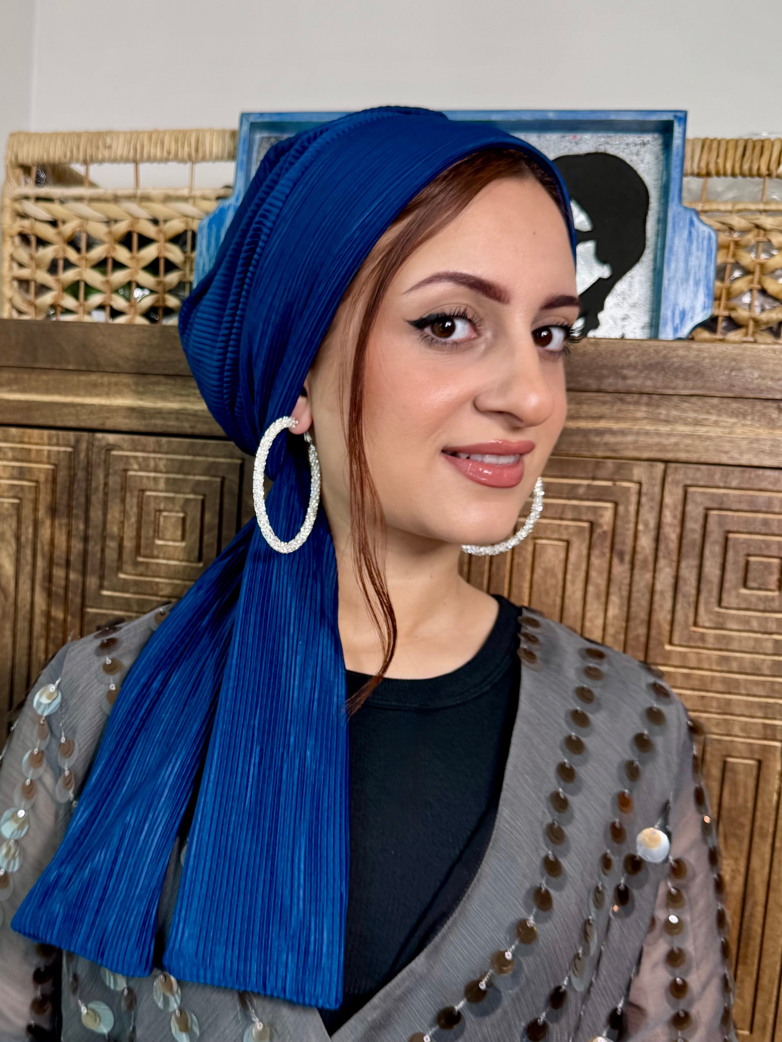 Beanie Pleated Wrap - Teal