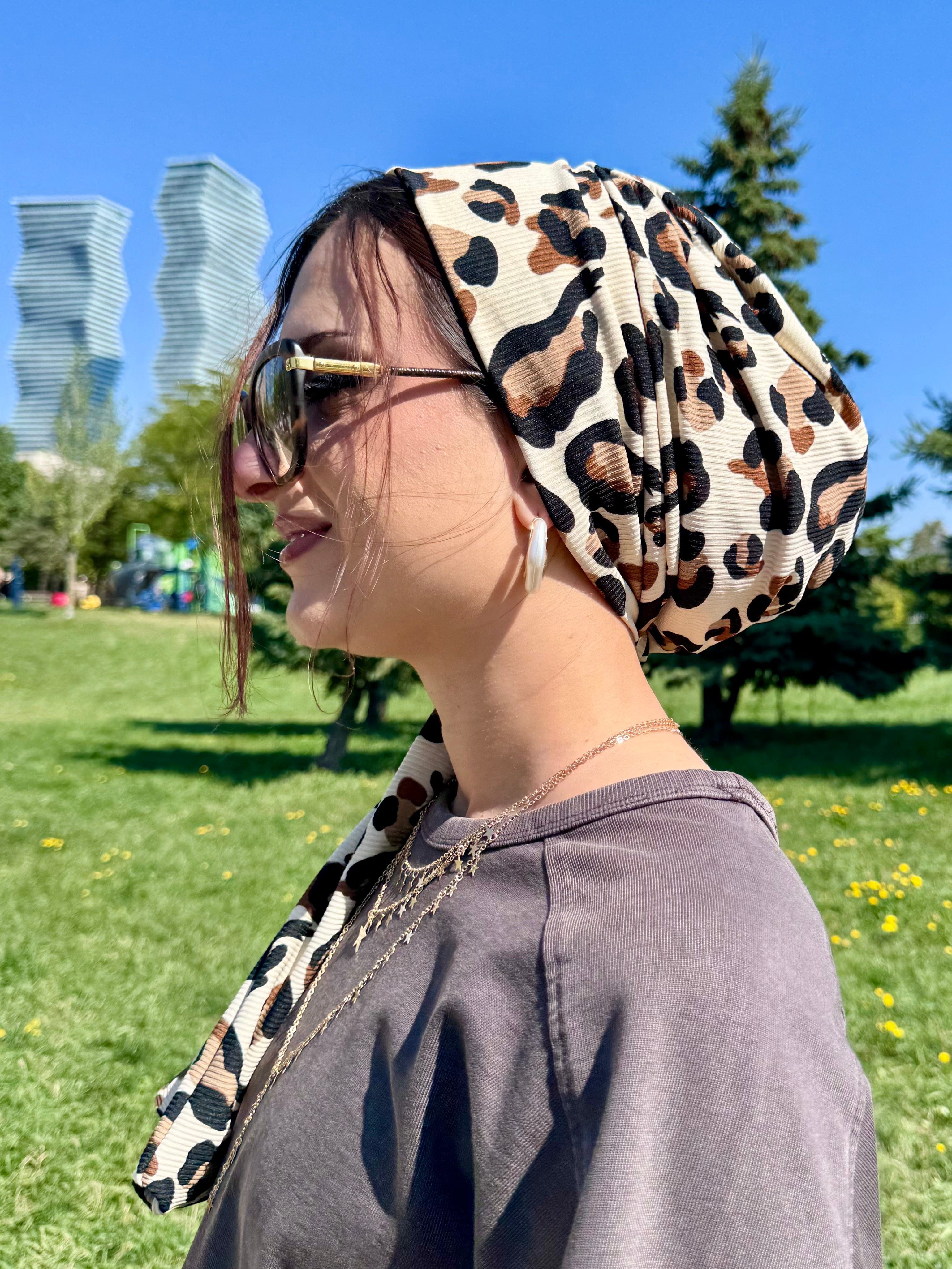 Beanie Wrap Ribbed Jersey - Printed - Turban Couture