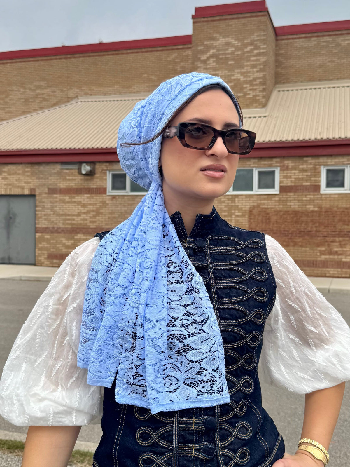 Beanie Wrap Lace - Baby Blue