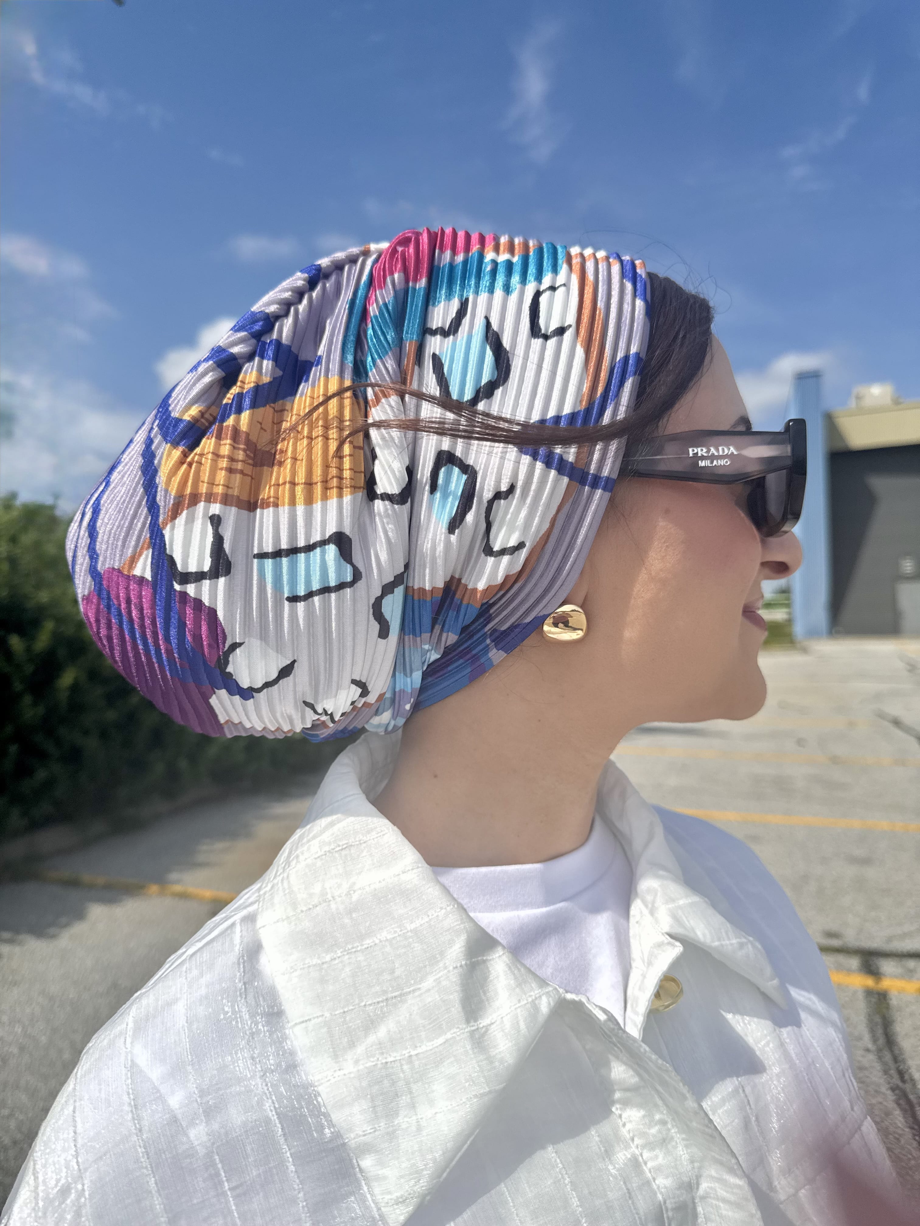 Beanie Pleated - Summer Geometric