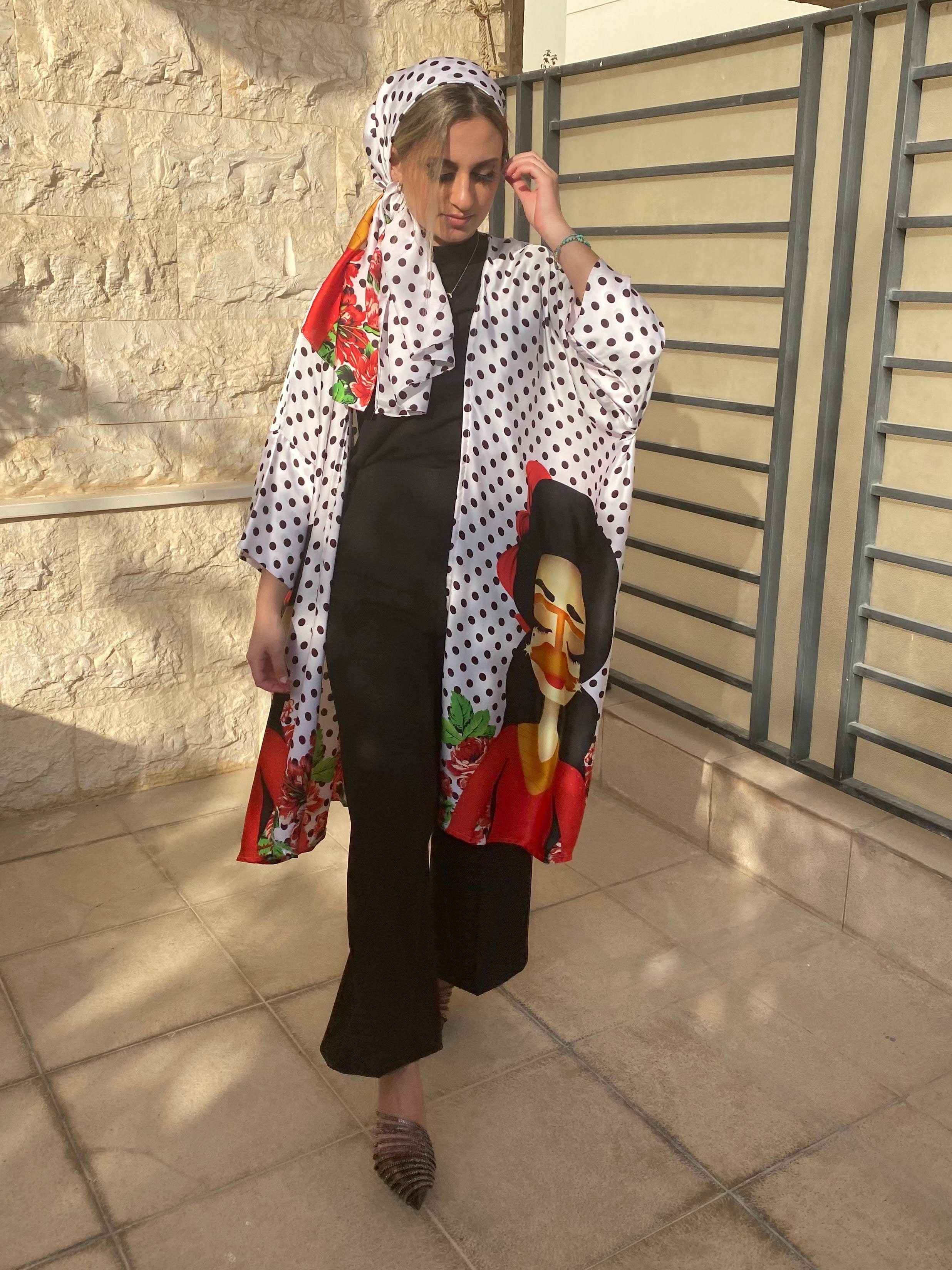 Cardigan Light Pink Dots Set - Fits Small - Medium Sizes - Turban Couture