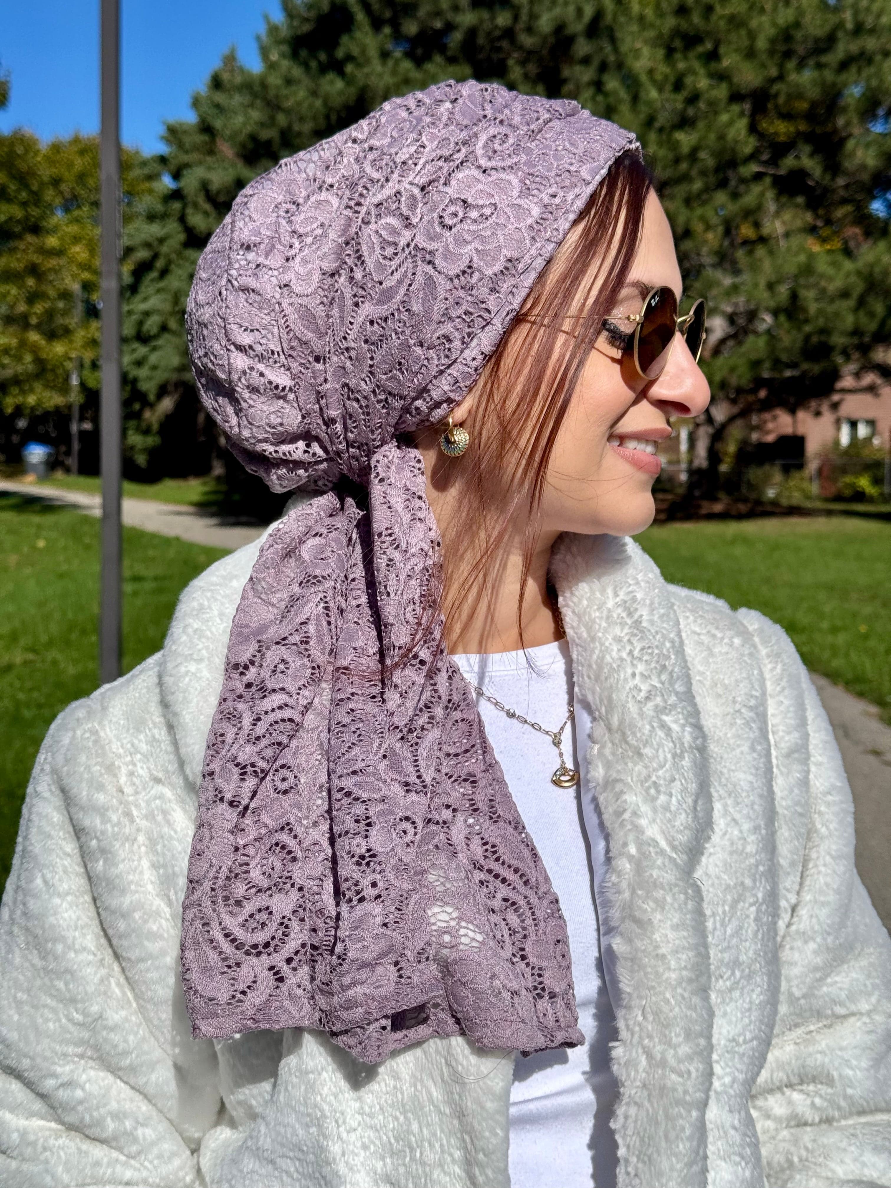 Beanie Wrap Lace - Dark Lilac