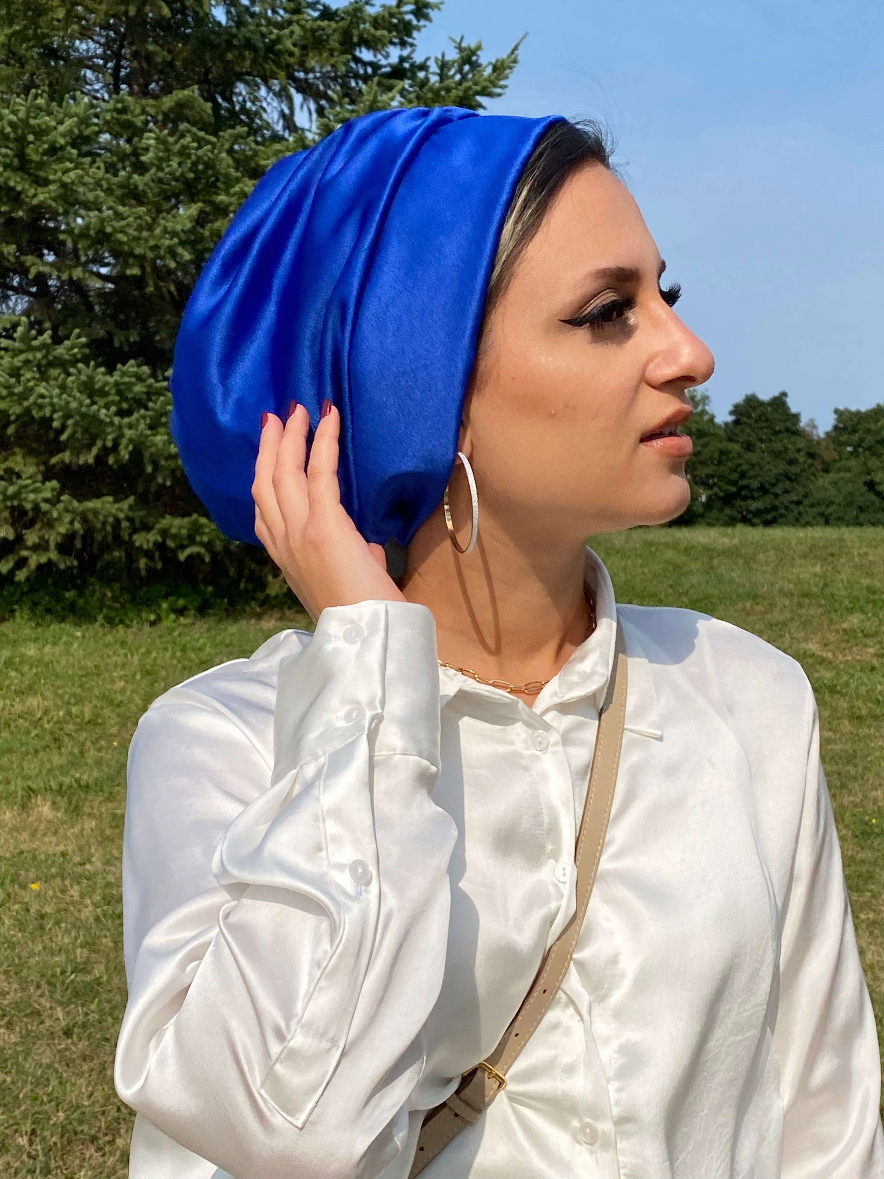 Beanie Satin - Blue - Turban Couture