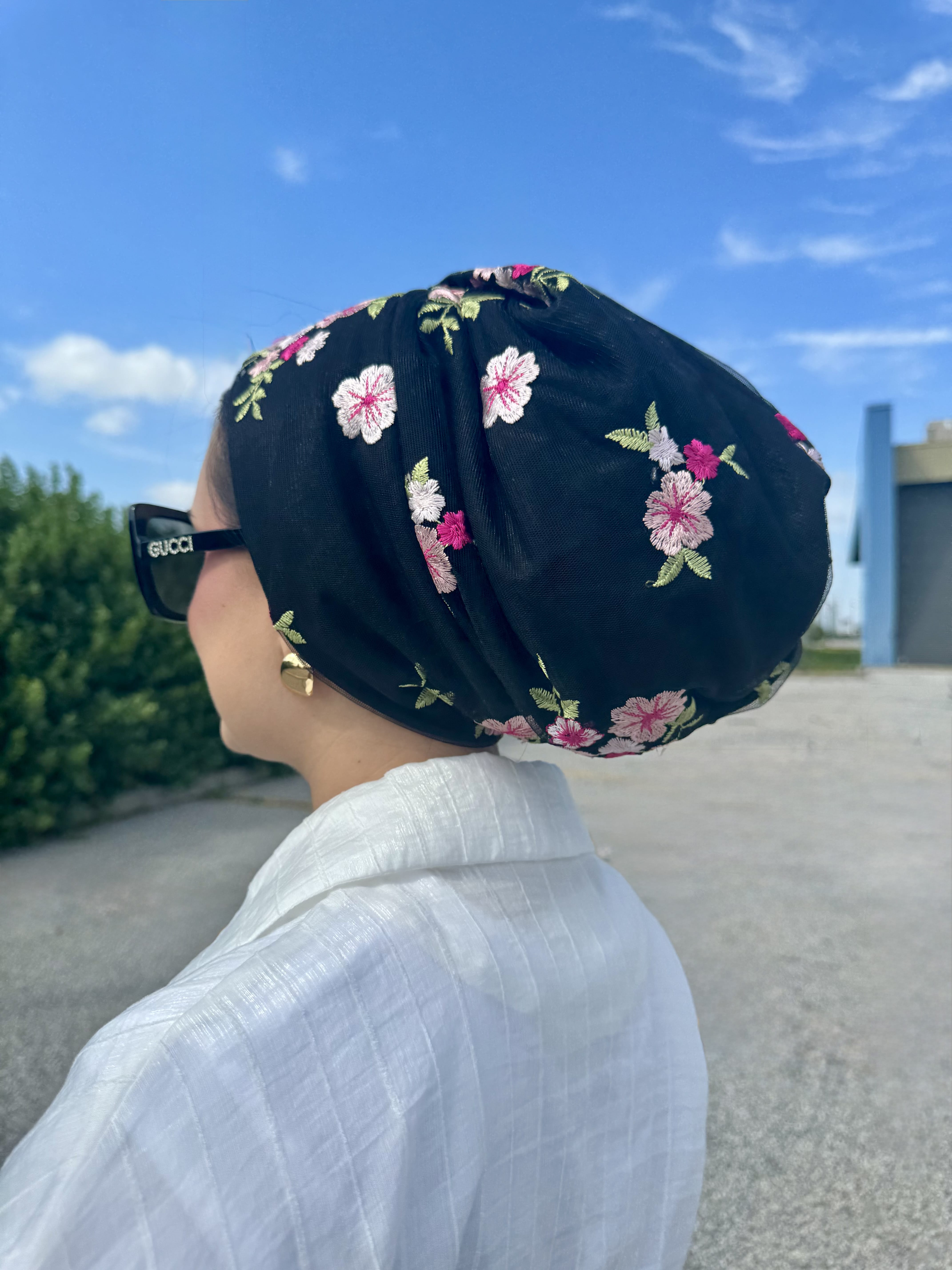 Beanie Tulle - Floral Black