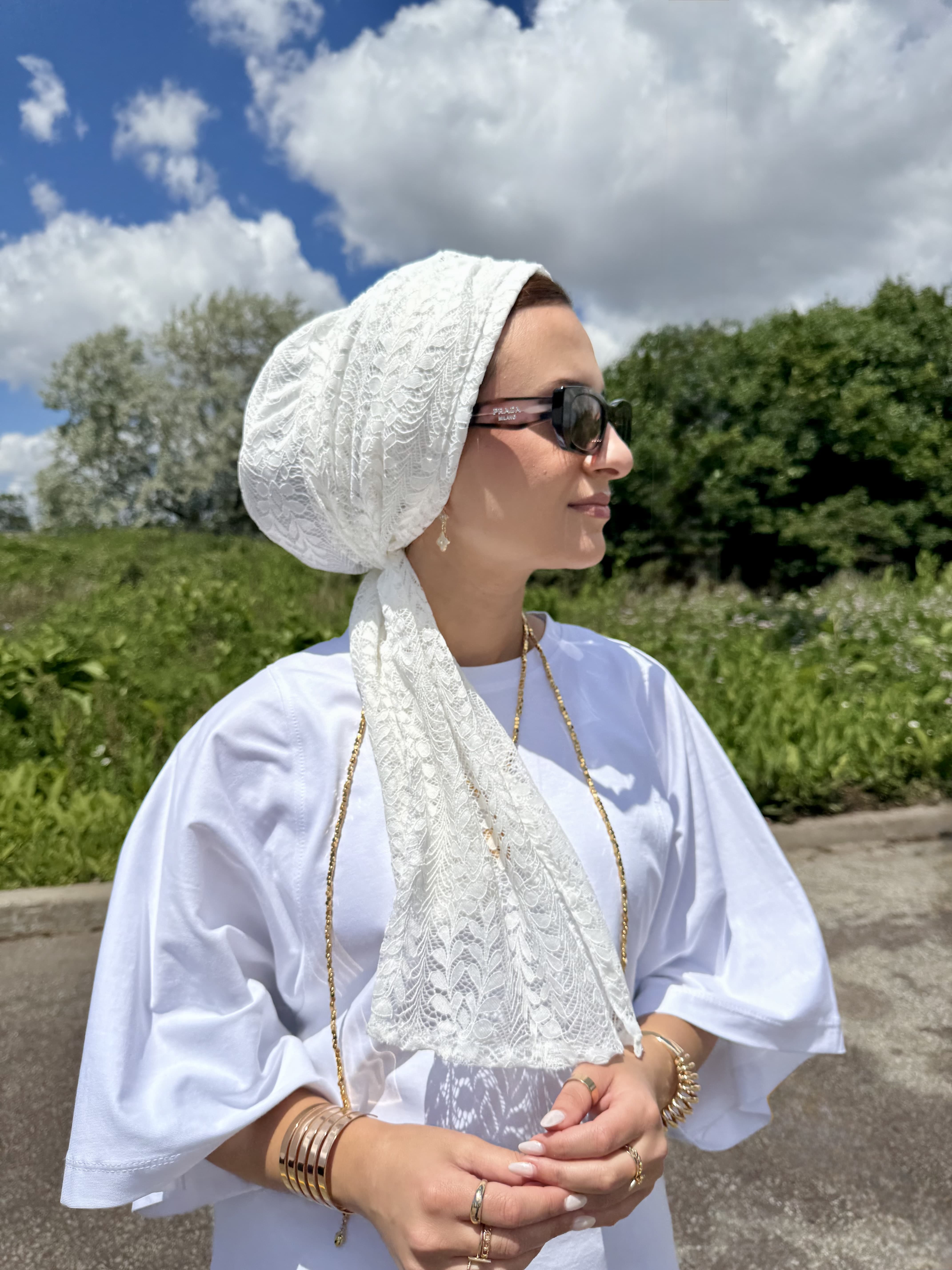 Beanie Wrap Lace - Off White
