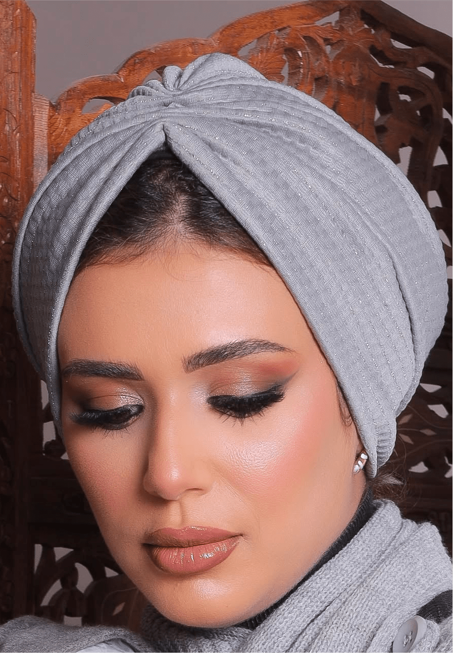 Beanie Printed - Grey Shimmer - Turban Couture