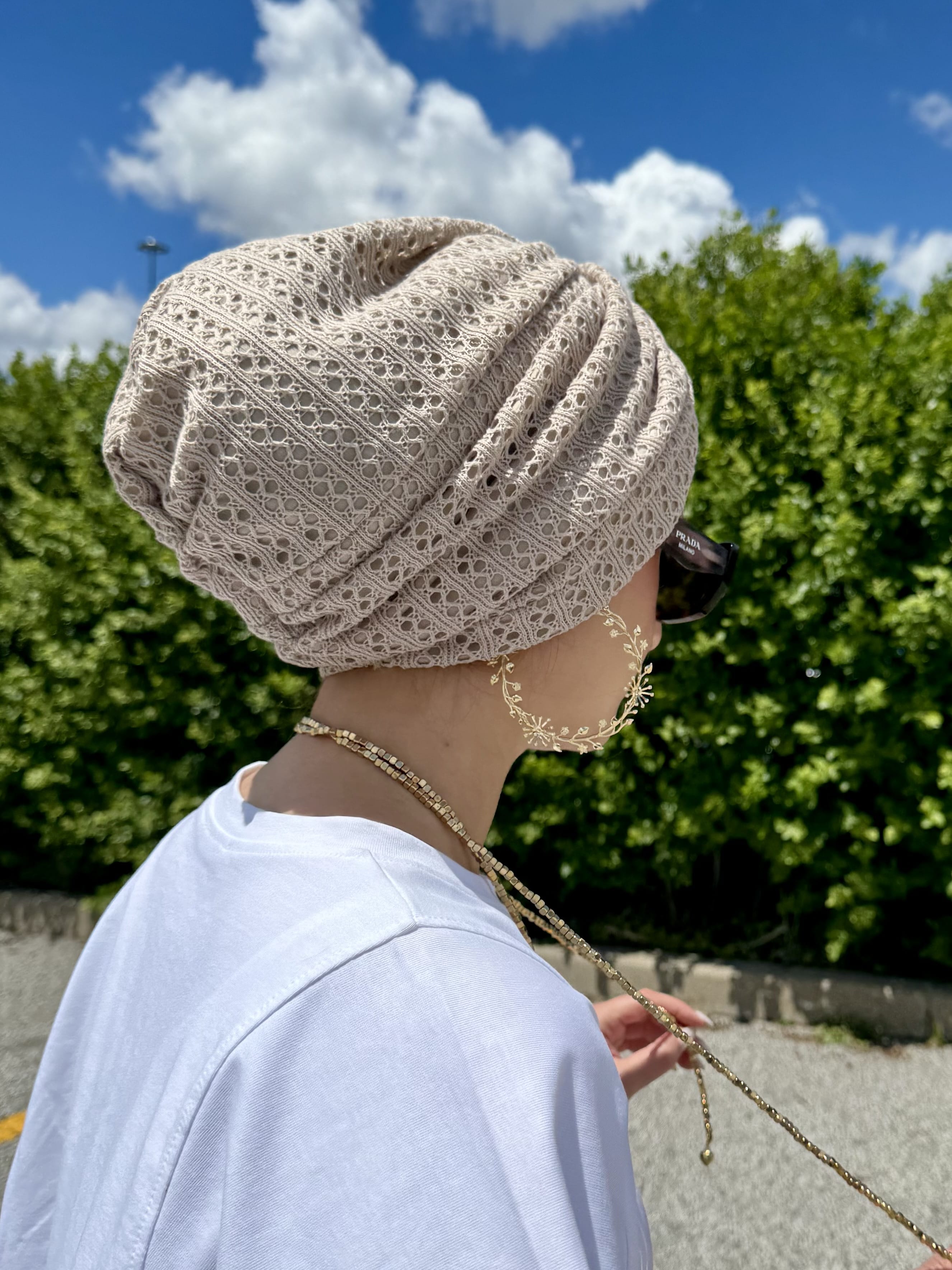 Beanie Cross Front Knit - Khaki