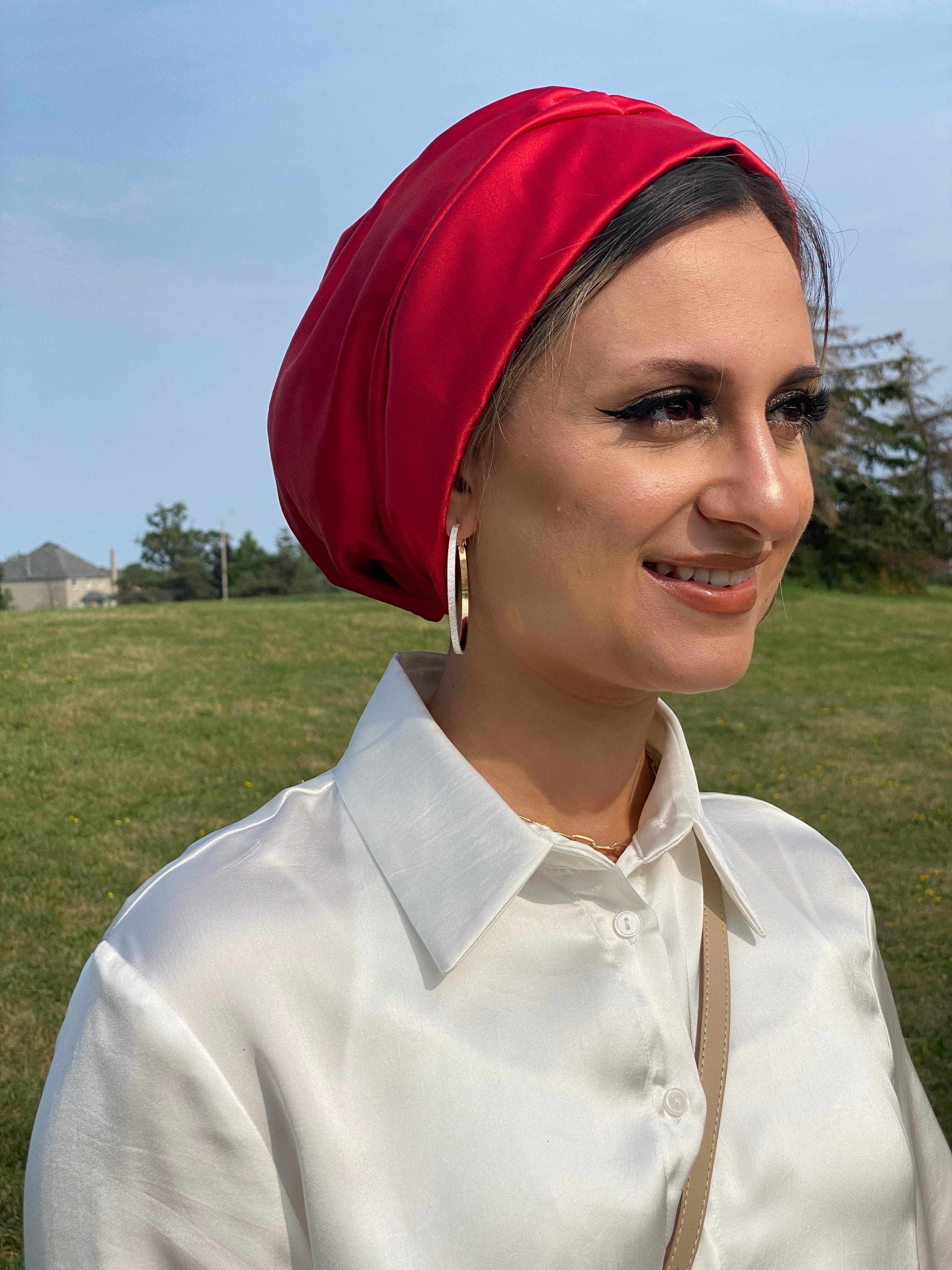 Beanie Satin - Red - Turban Couture