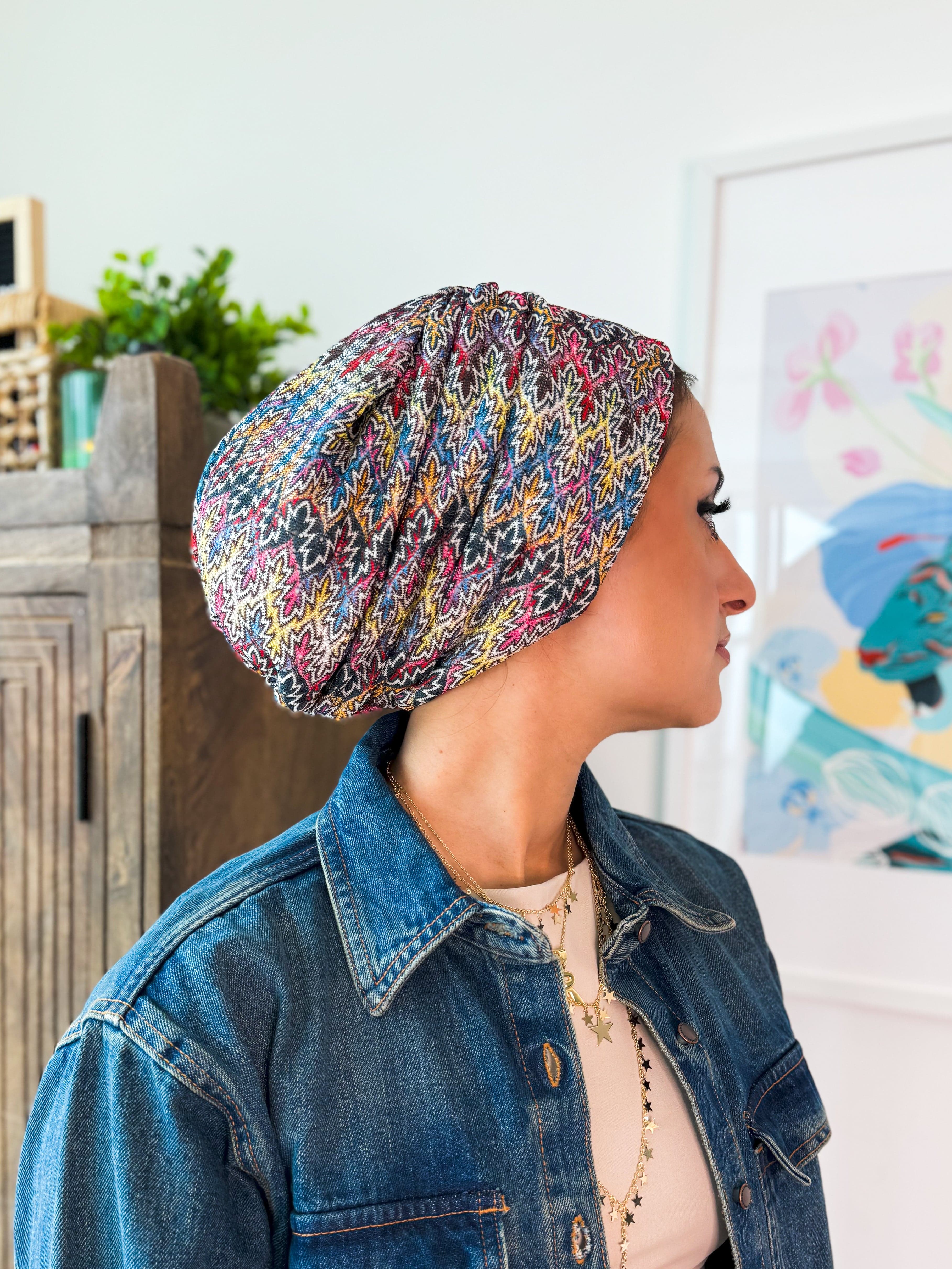 Beanie Knit - Blue Pink Yellow