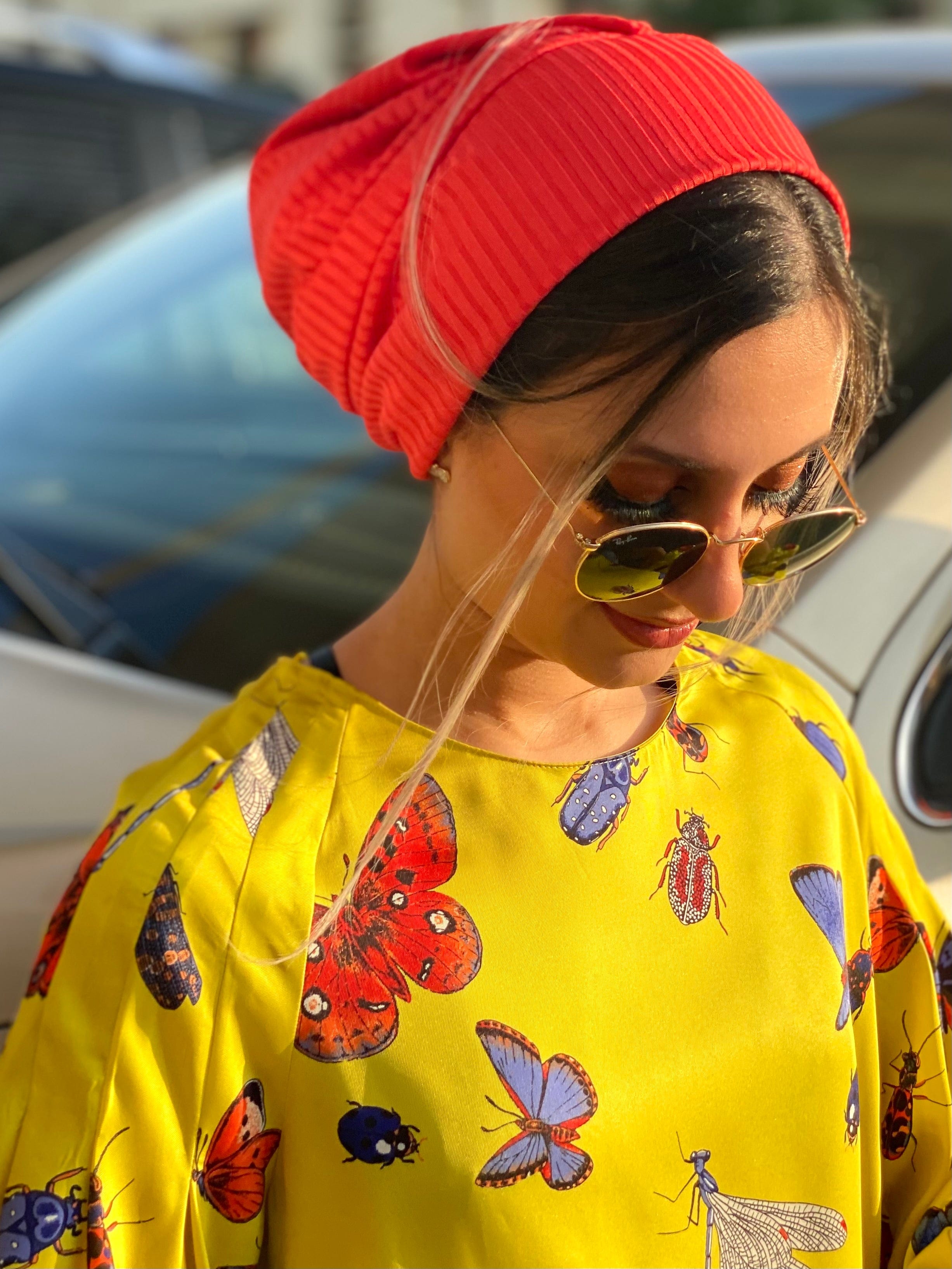 Beanie Ribbed Jersey - Orange - Turban Couture