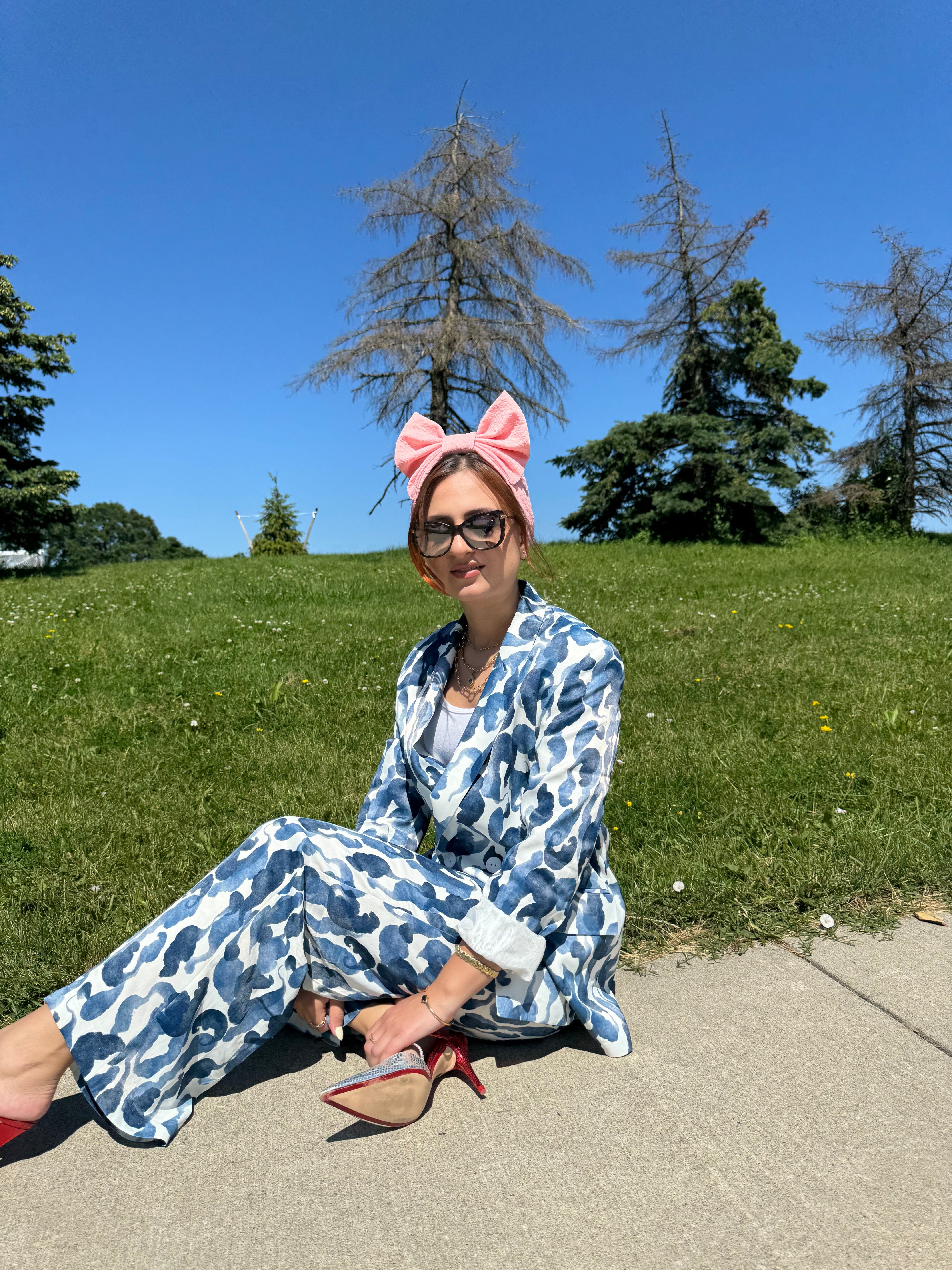 Turban Printed Big Bow - Baby Pink - Turban Couture