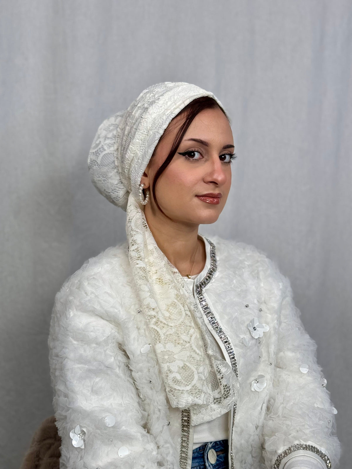 Beanie Wrap Lace - Off White