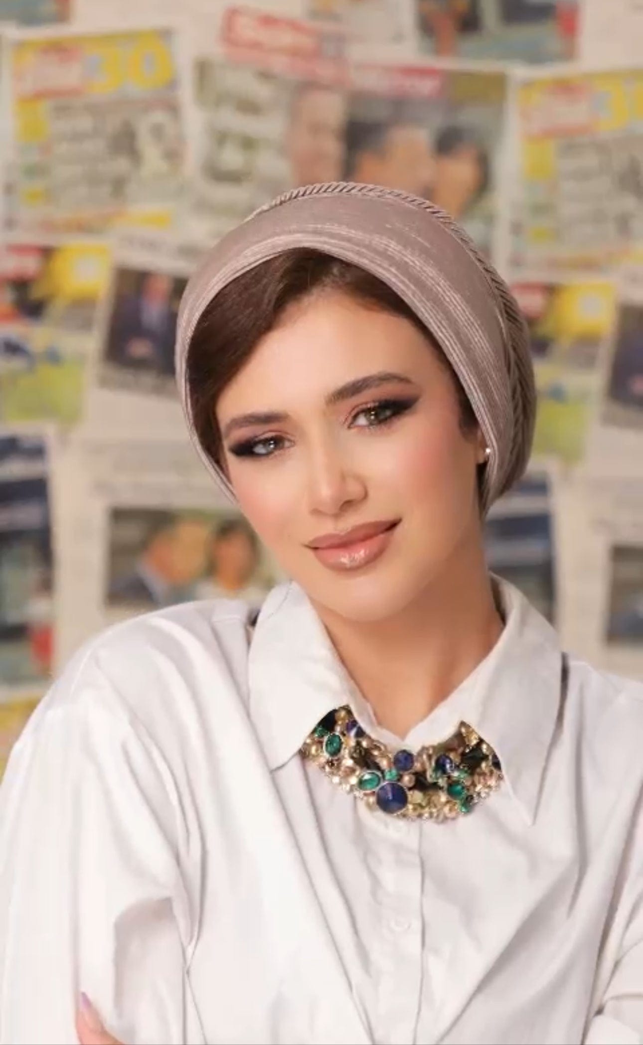 Beanie pleated - Khaki - Turban Couture