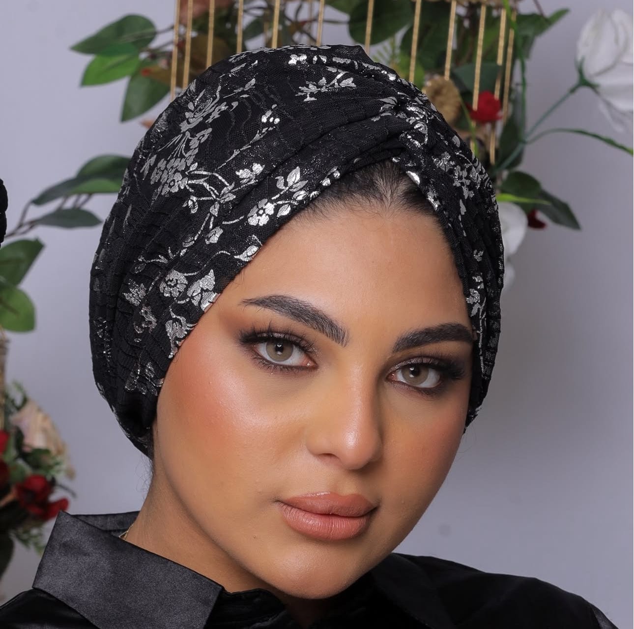 Beanie Tulle - Black and Silver - Turban Couture