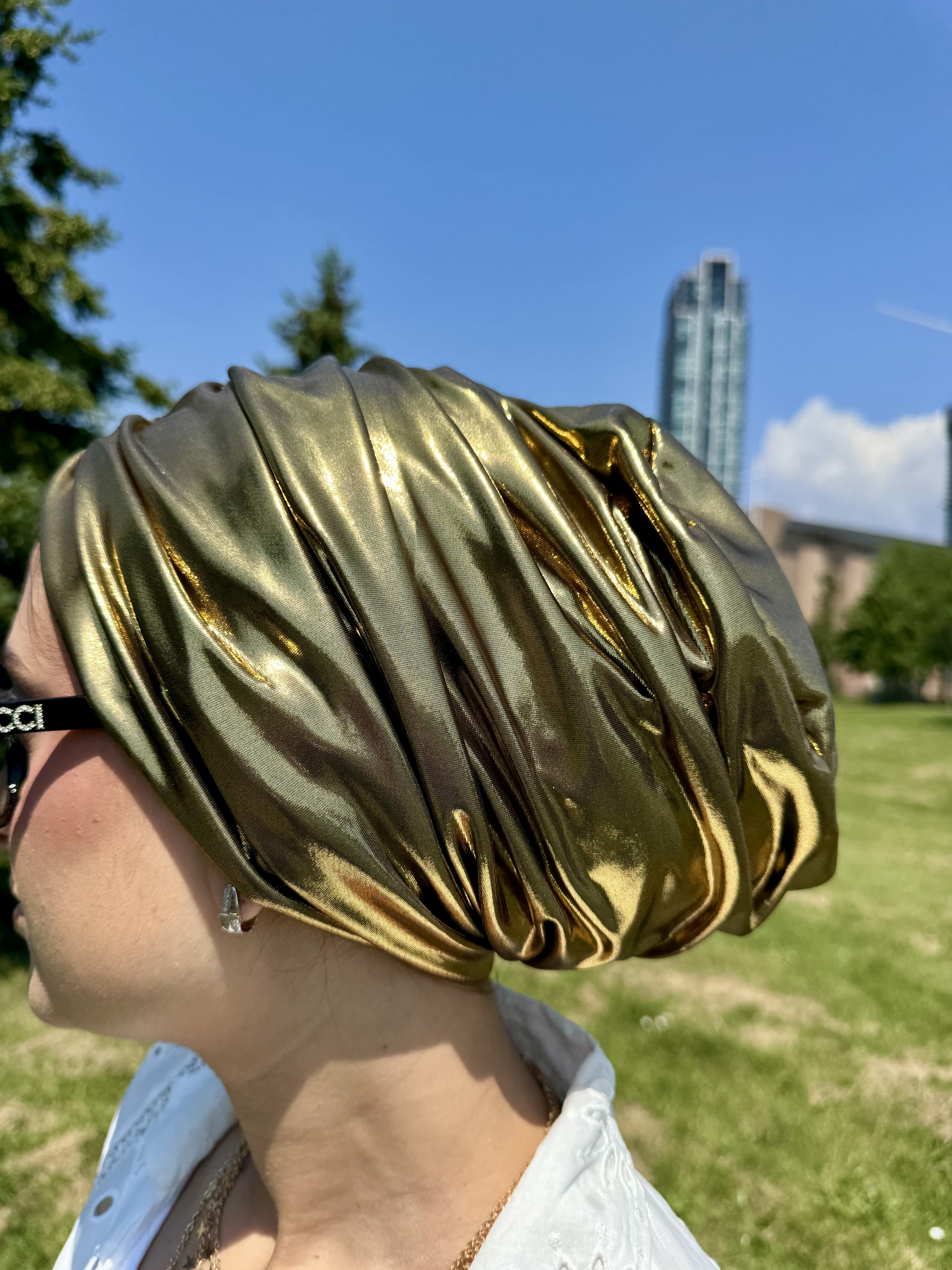 Beanie Double Drapes Metallic - Gold