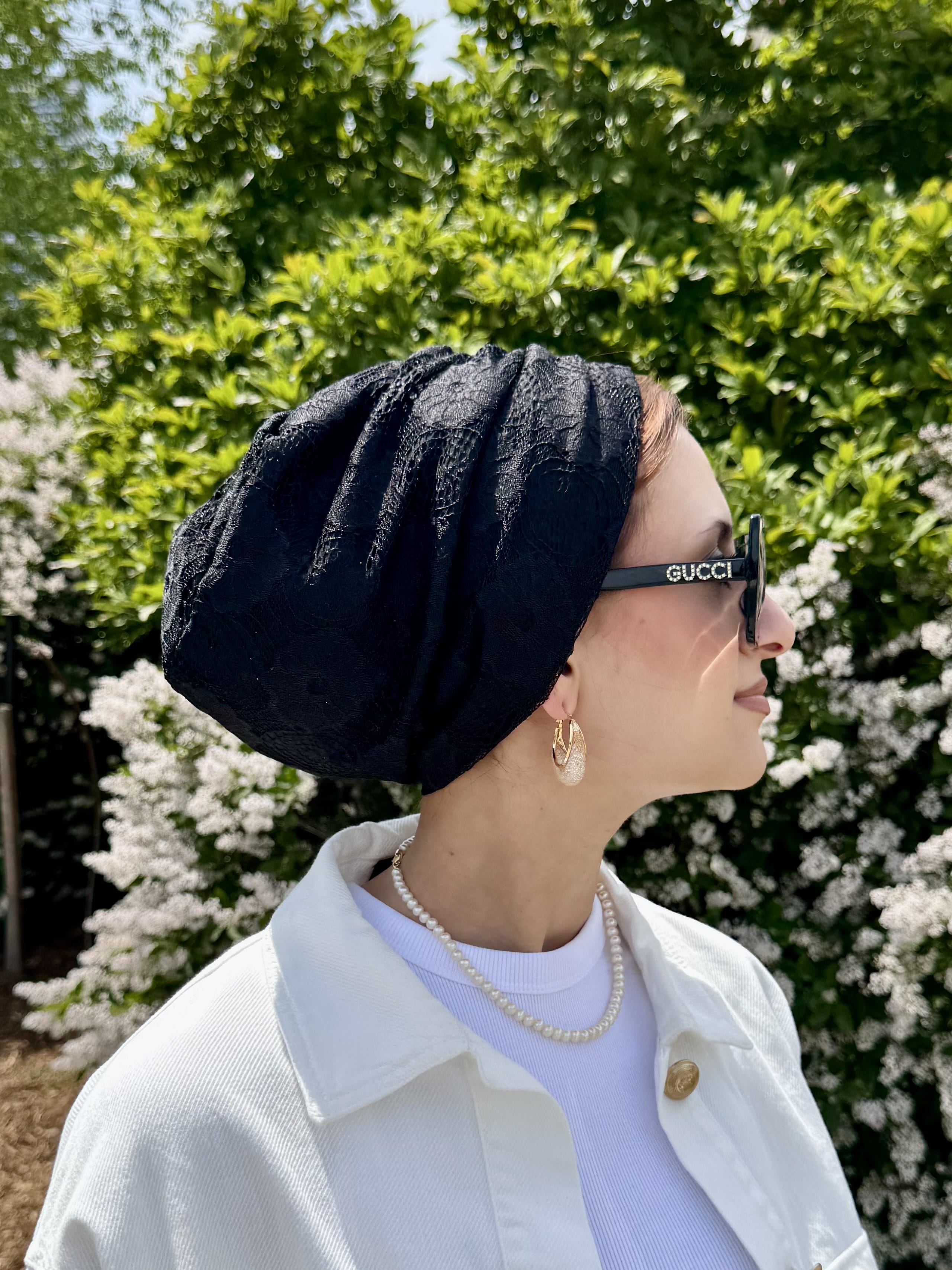 Beanie Drapes Lace - Black 🖤