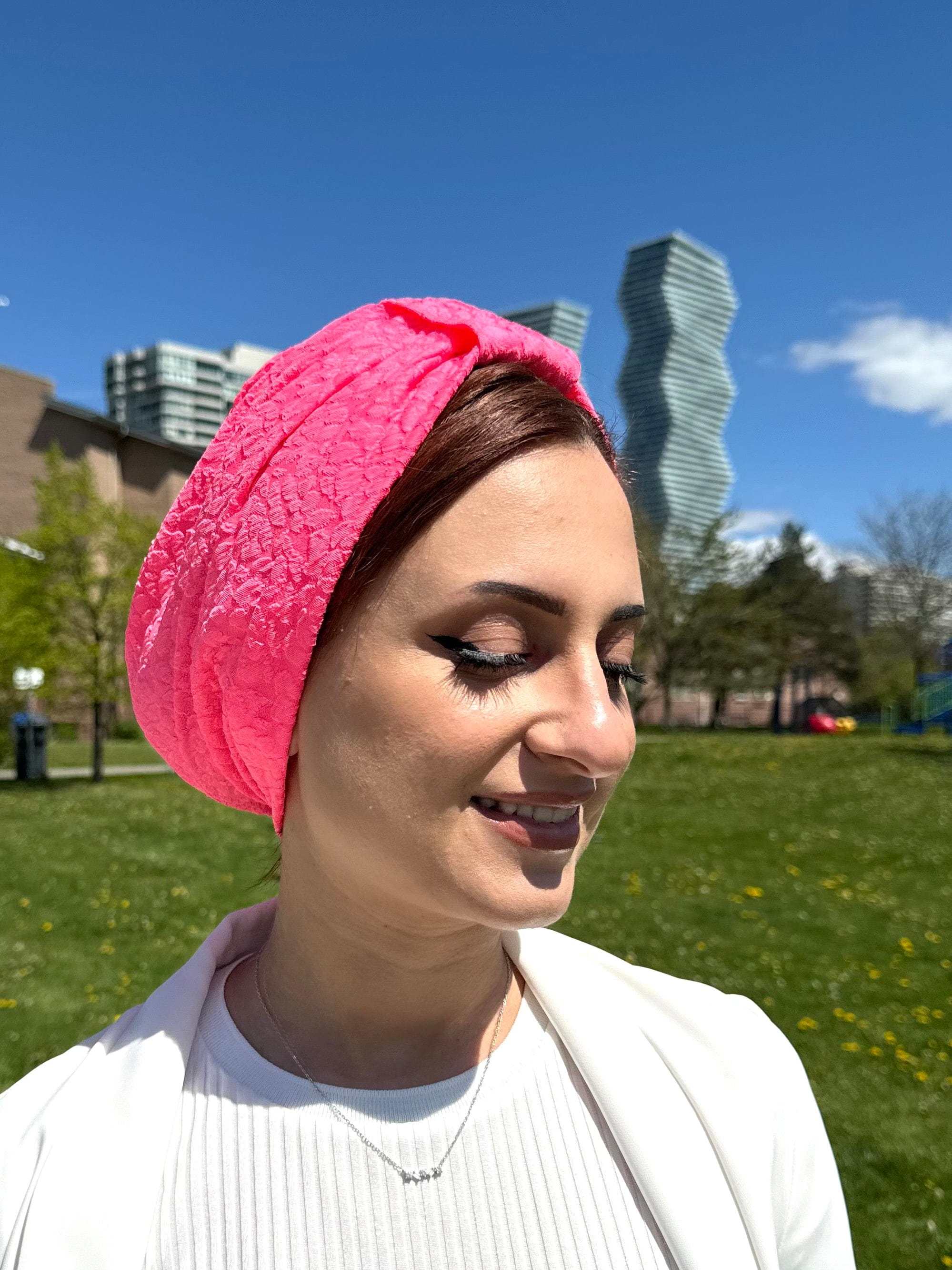 Turban Basic printed Jersey - Neon Fuchsia - Turban Couture