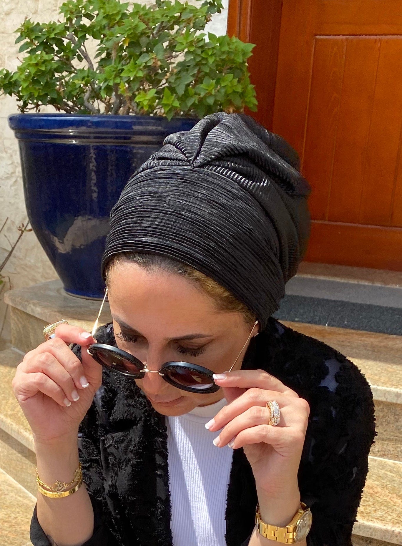 Beanie pleated - Black - Turban Couture