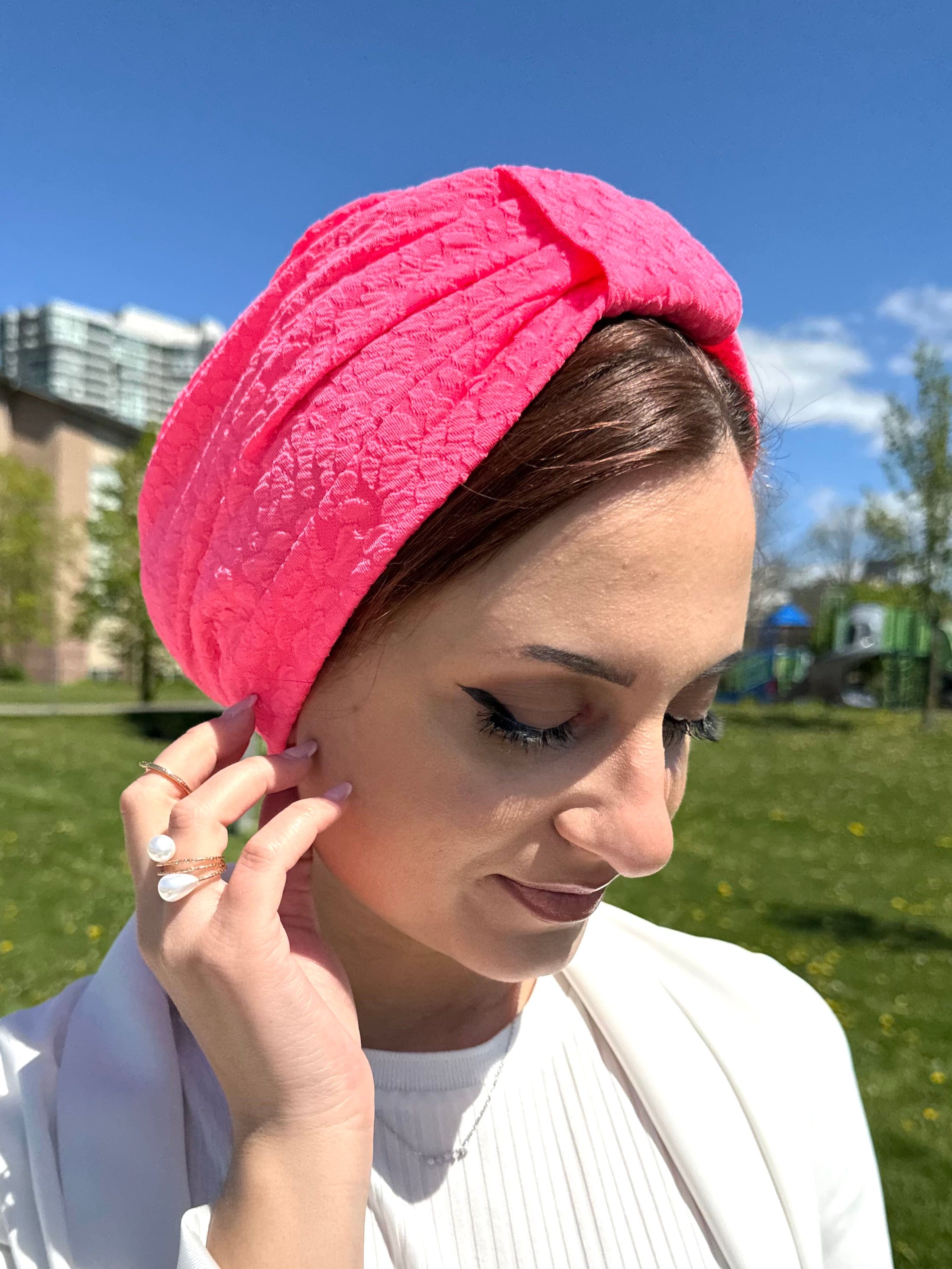 Turban Basic printed Jersey - Neon Fuchsia - Turban Couture