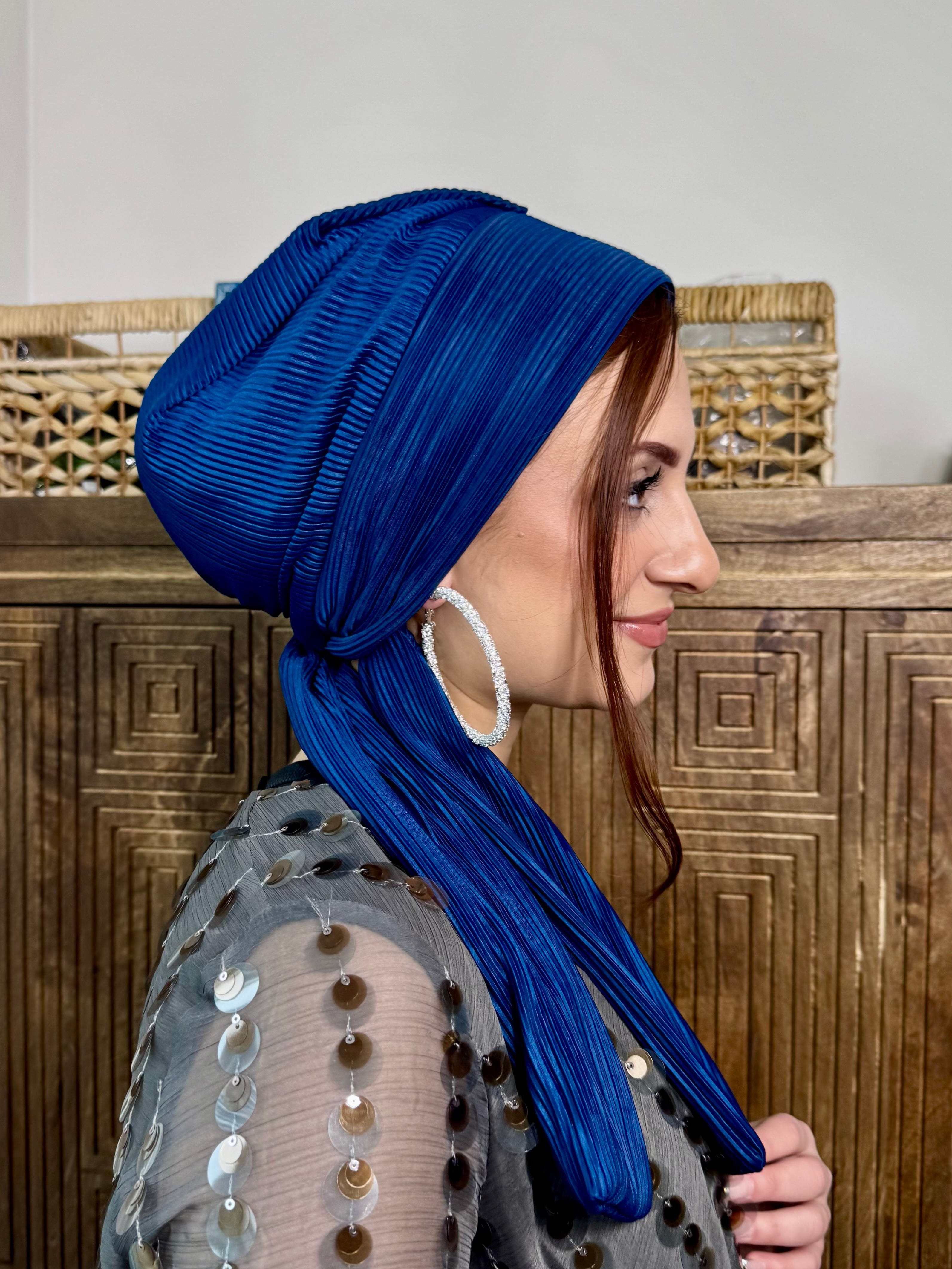 Beanie Pleated Wrap - Teal
