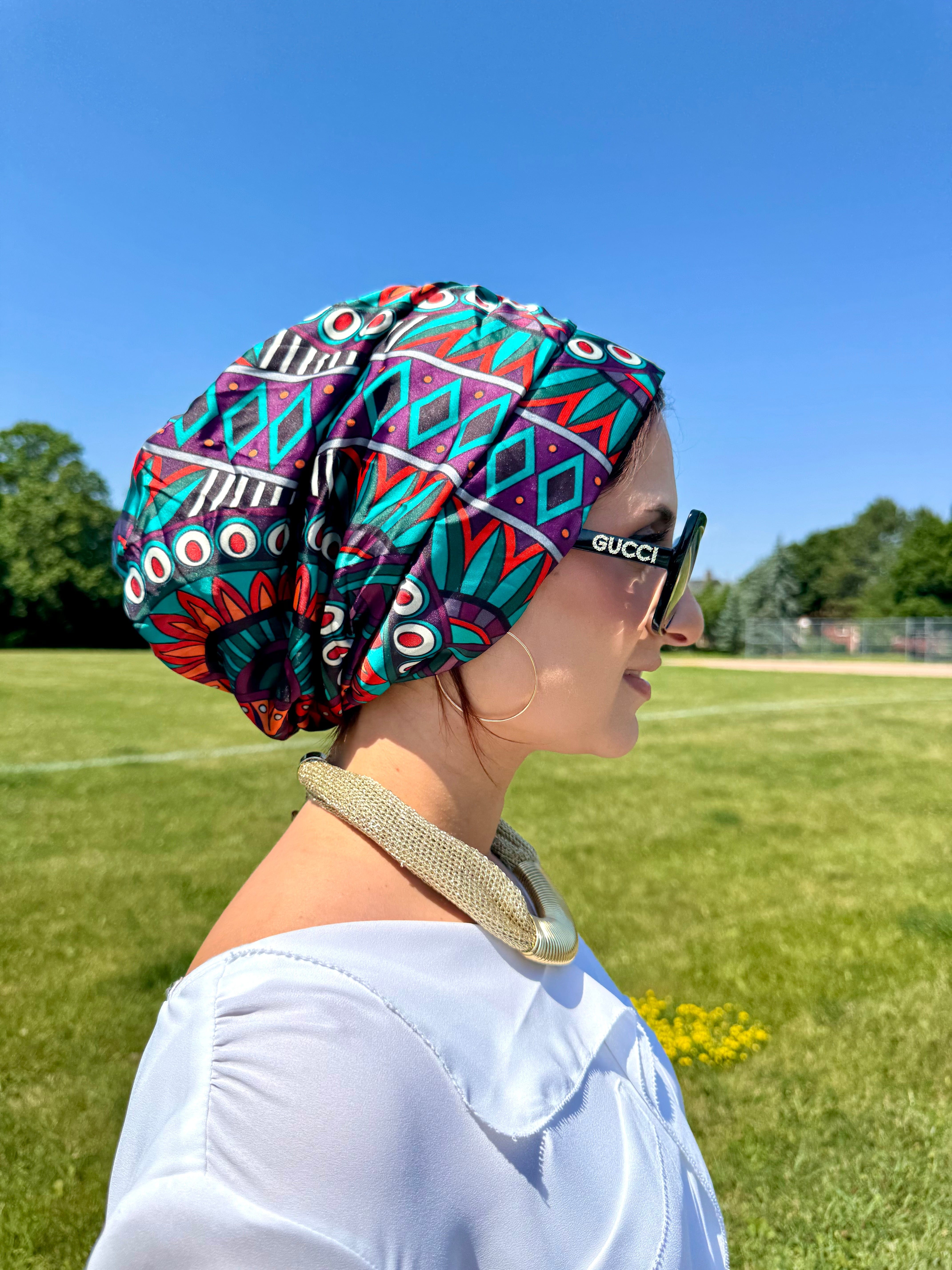 Beanie Satin - Geometric - Turban Couture