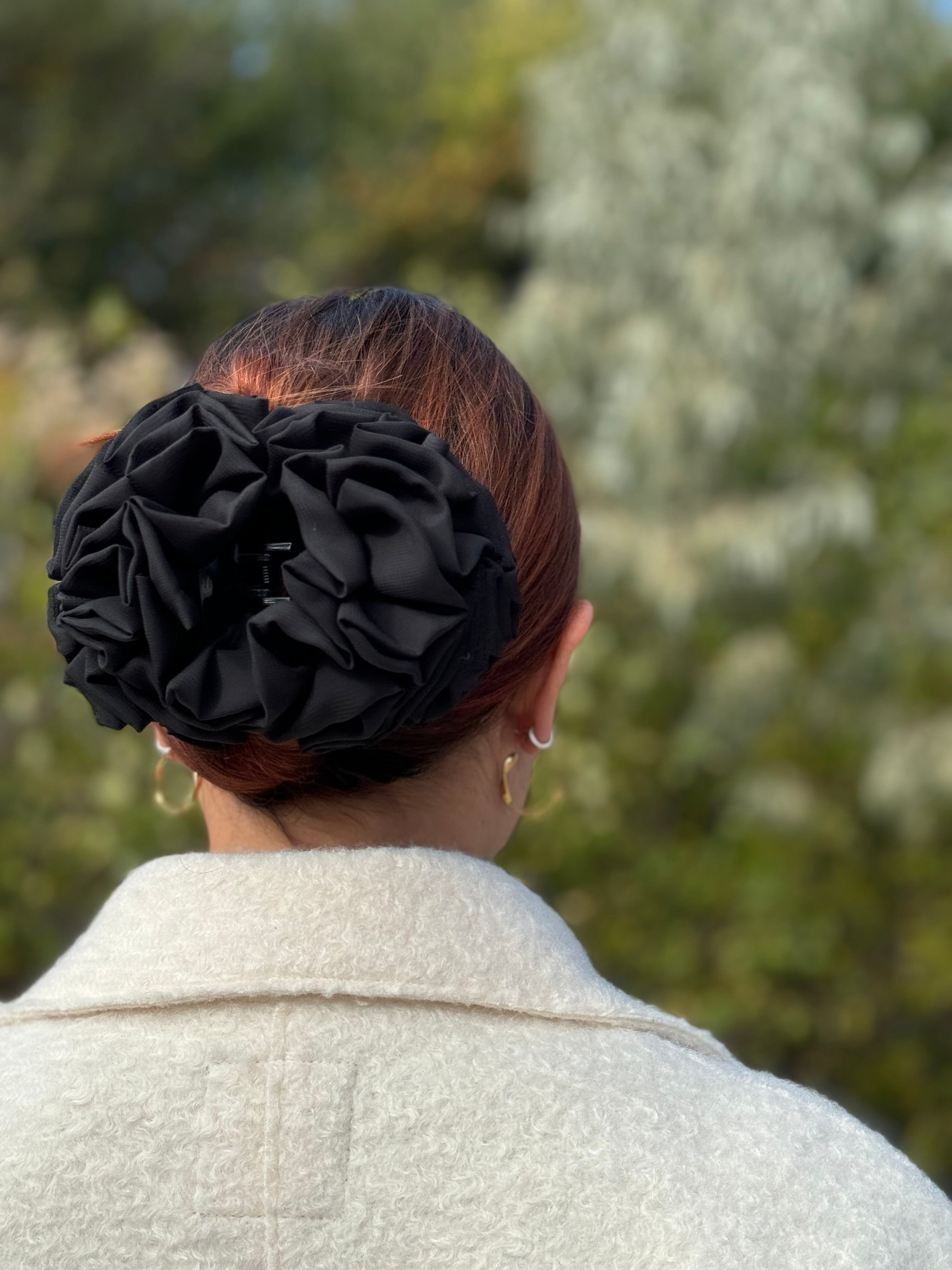 Volumizing Scrunchie Hair Clip - Medium Size - Black - Turban Couture