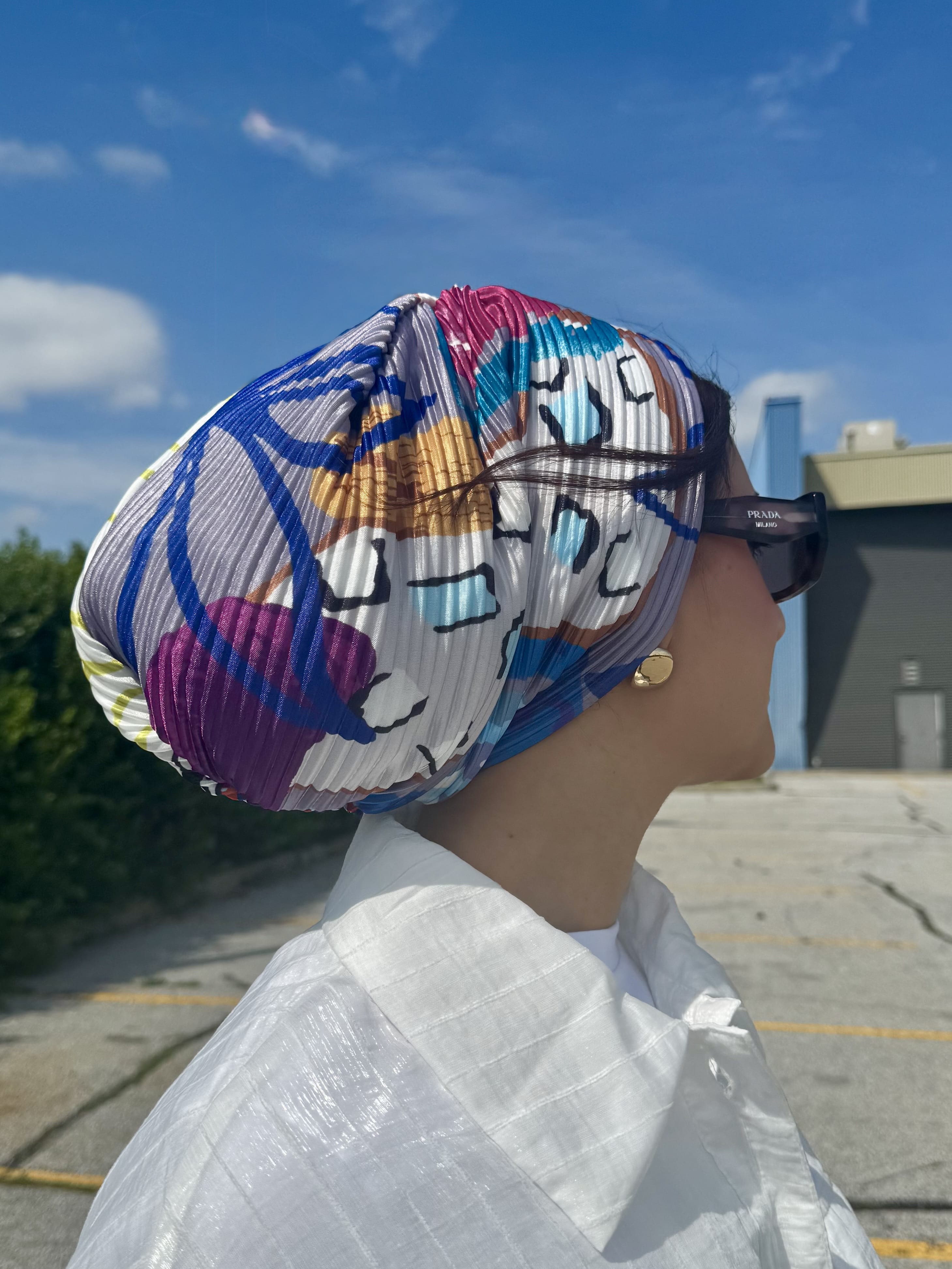 Beanie Pleated - Summer Geometric