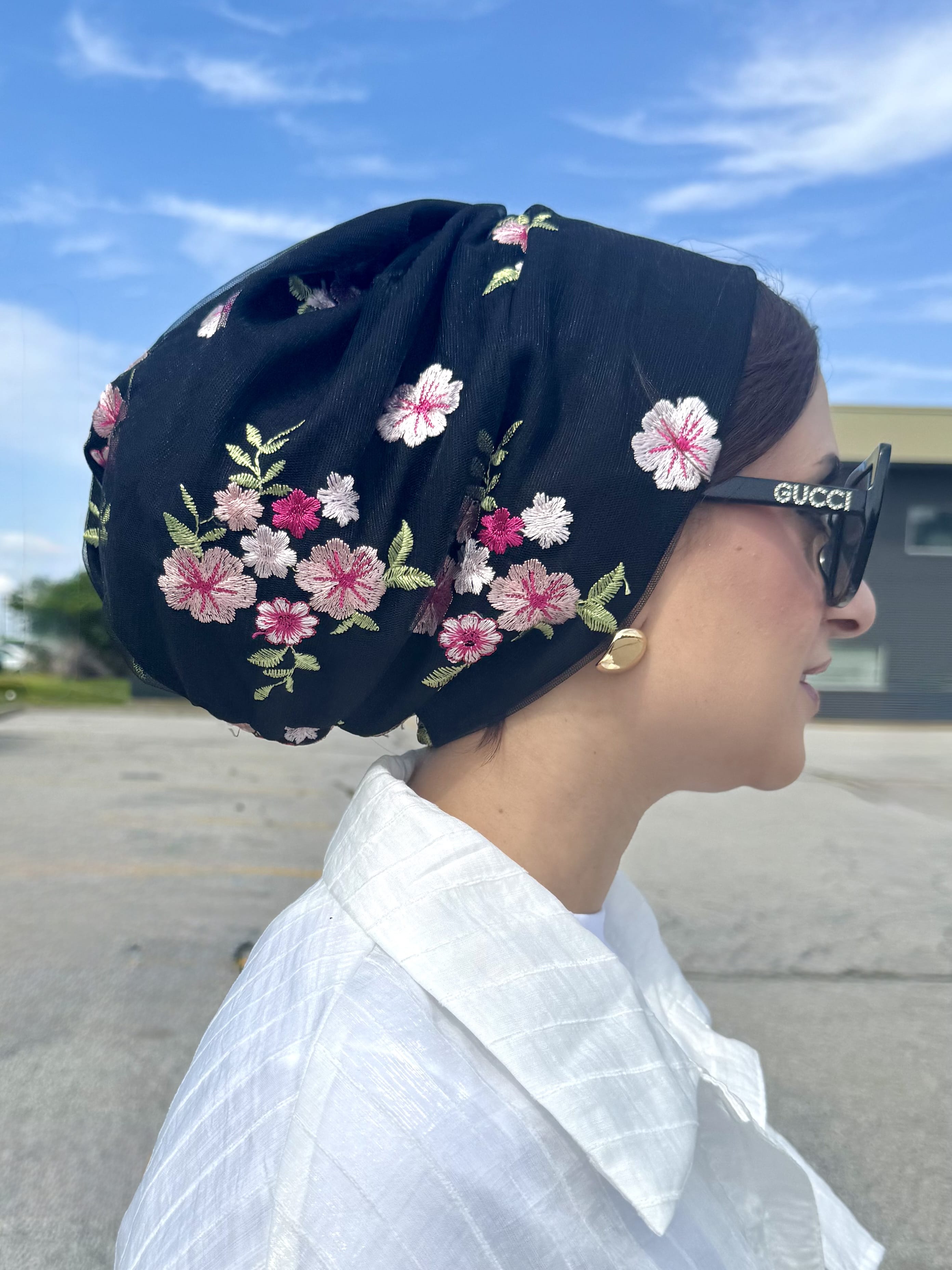 Beanie Tulle - Floral Black