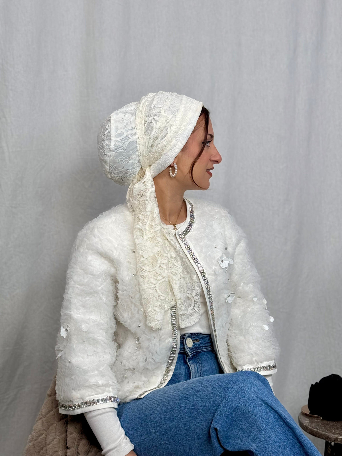 Beanie Wrap Lace - Off White
