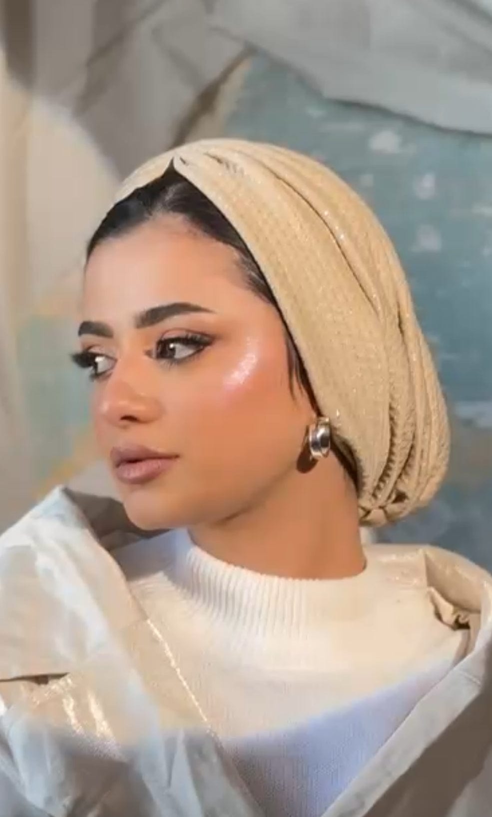 Beanie Printed - Nude Shimmer - Turban Couture