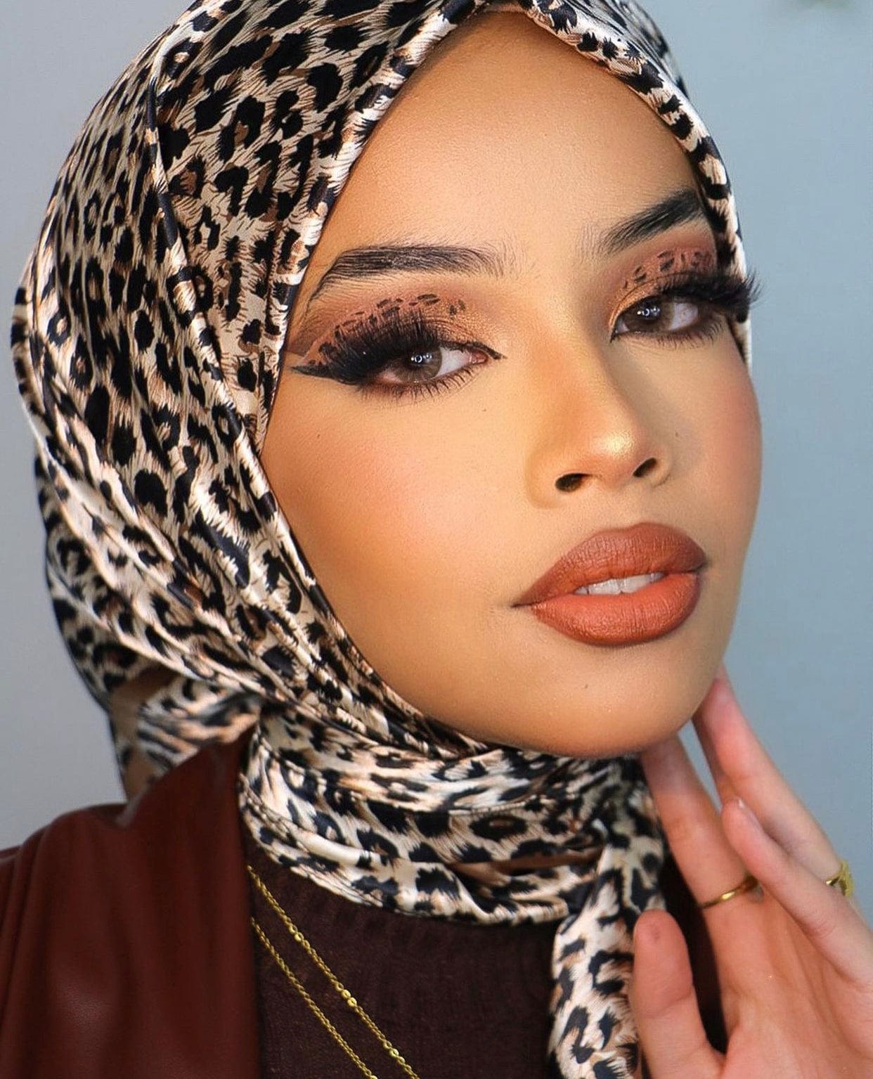 Satin square scarf - Leopard - Turban Couture