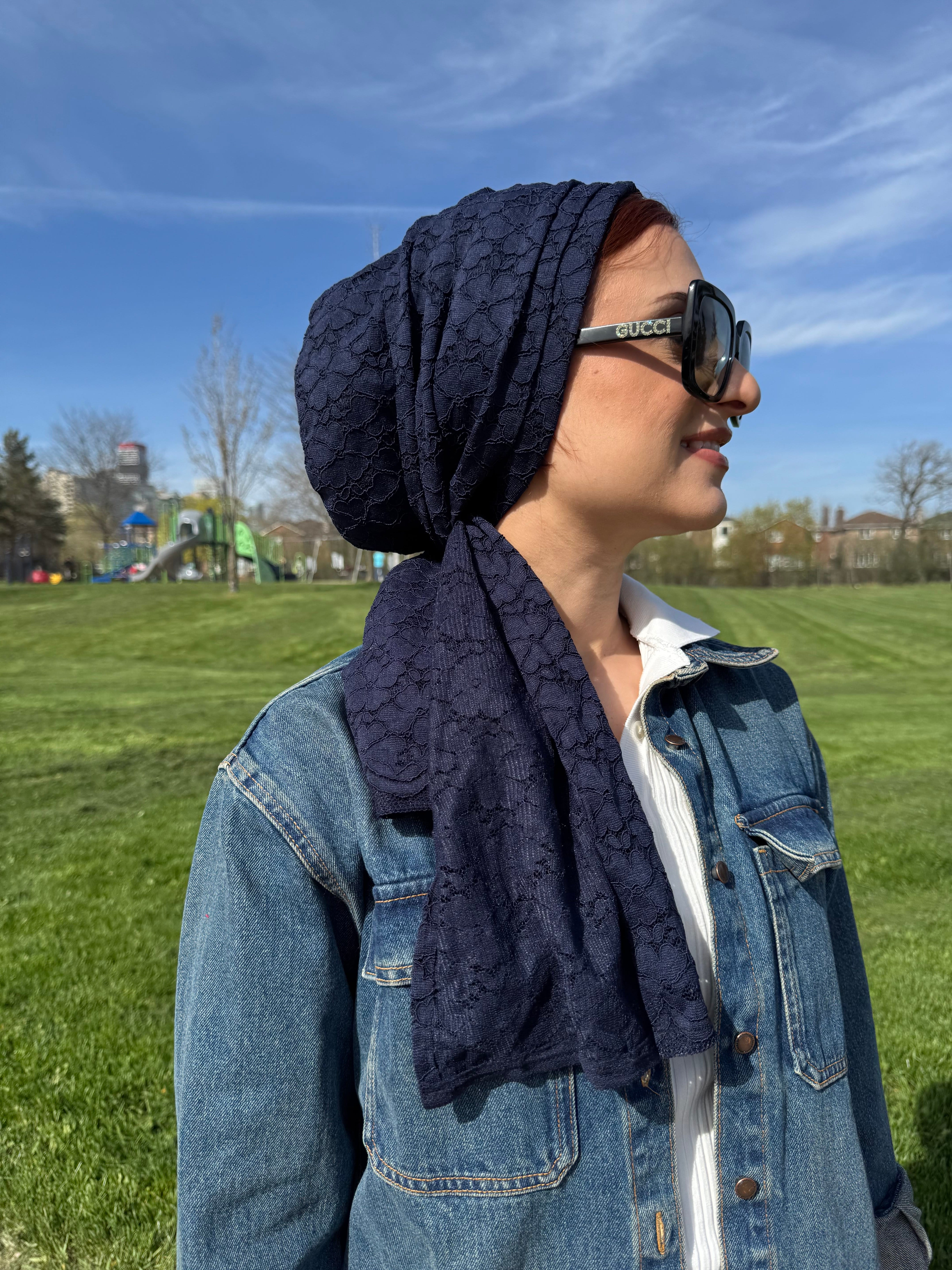 Beanie Wrap Lace - Navy