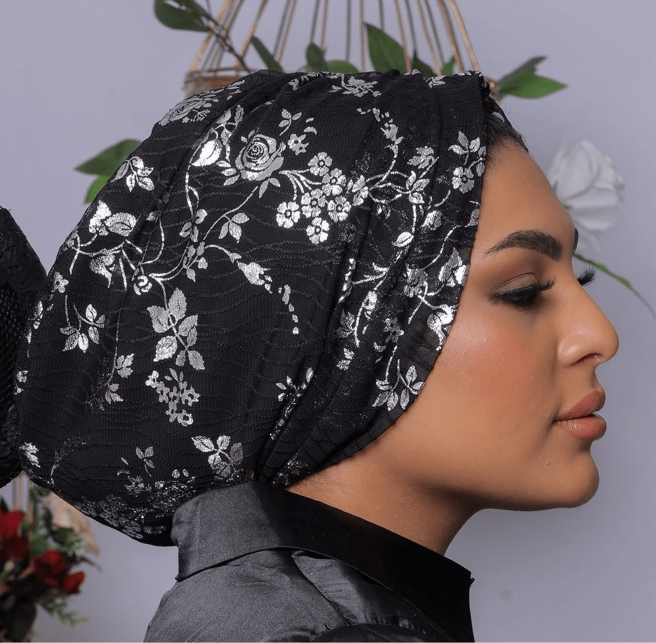 Beanie Tulle - Black and Silver - Turban Couture