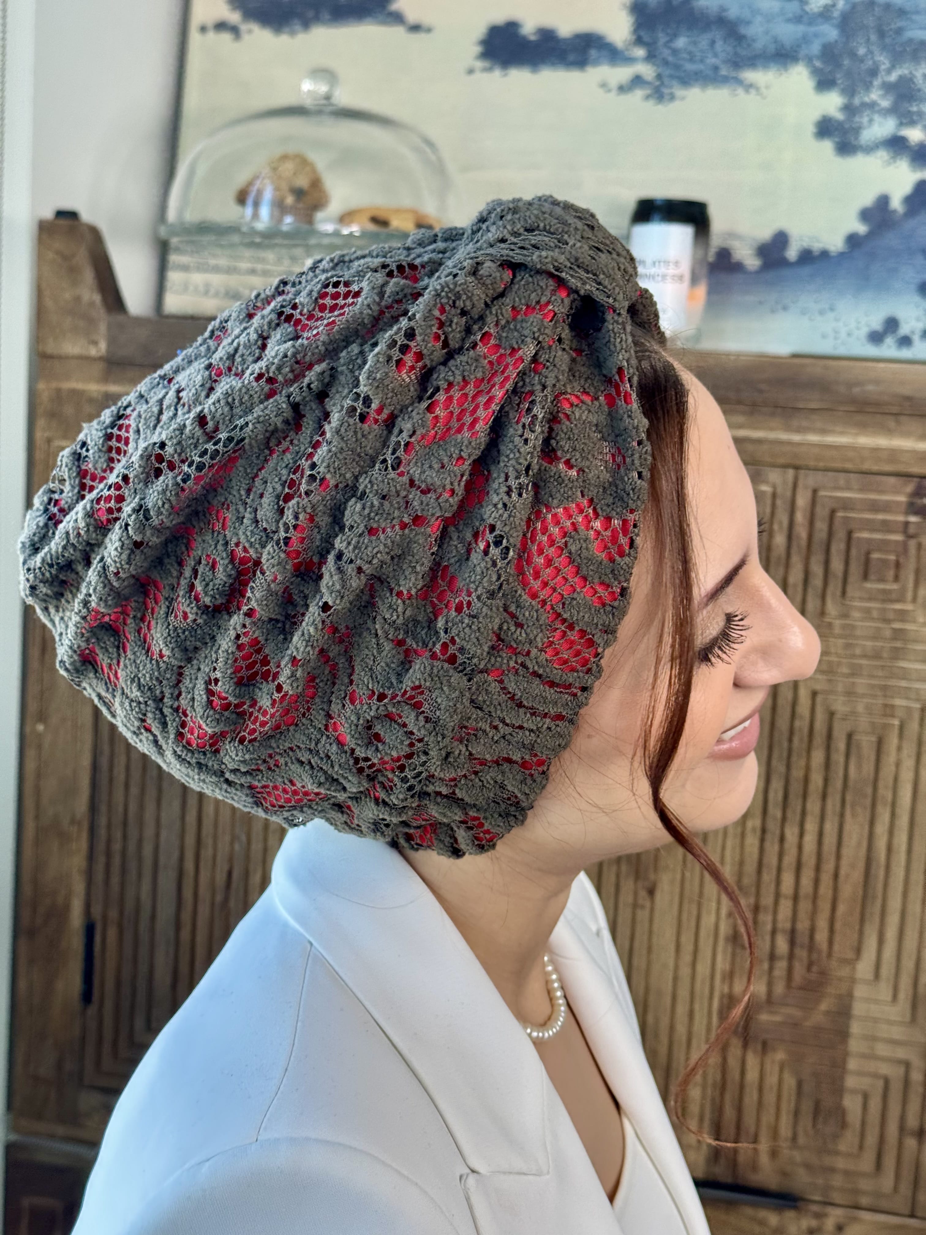 Turban Basic Lace - Chocolate Red