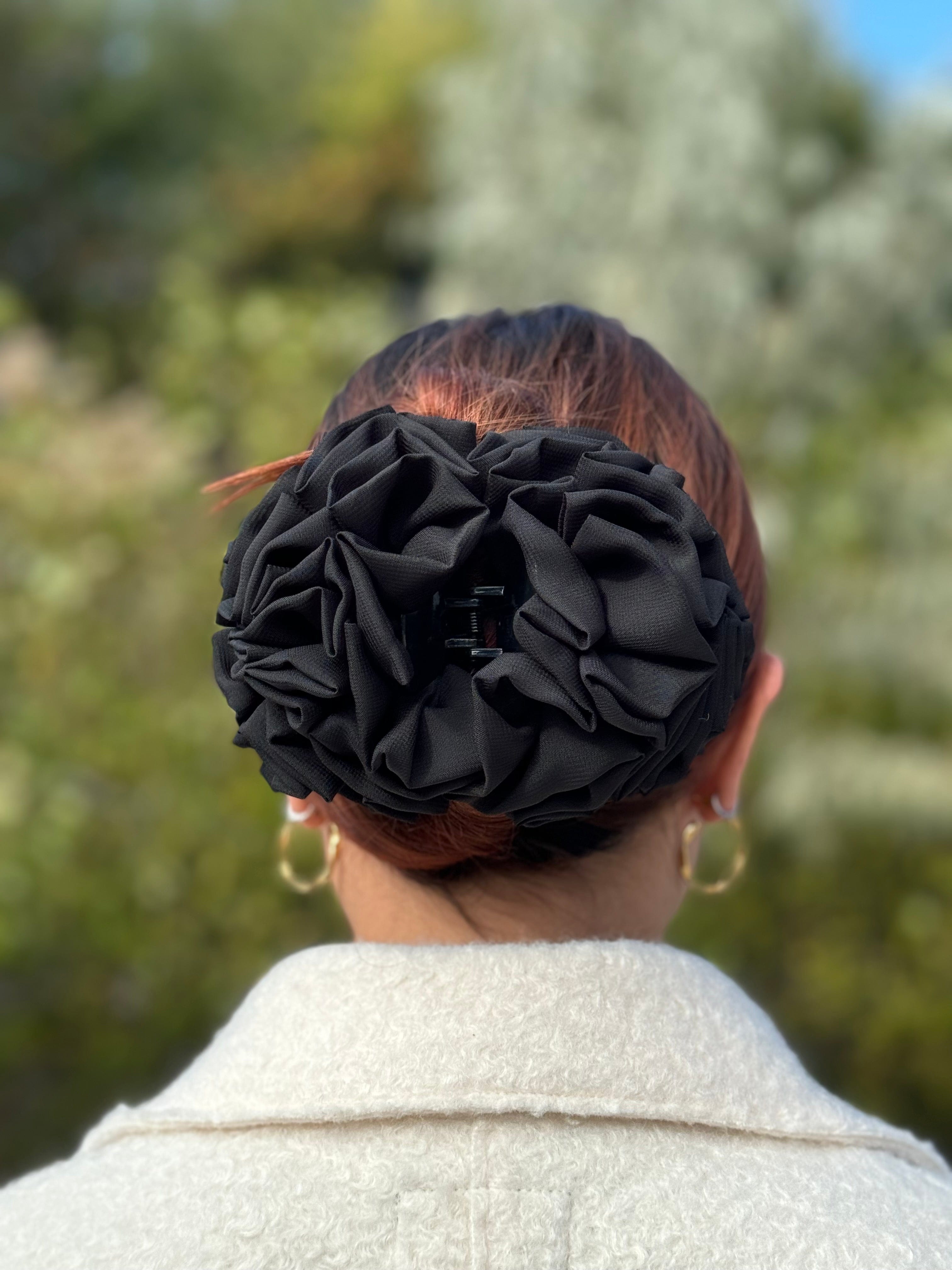 Volumizing Scrunchie Hair Clip - Medium Size - Black - Turban Couture