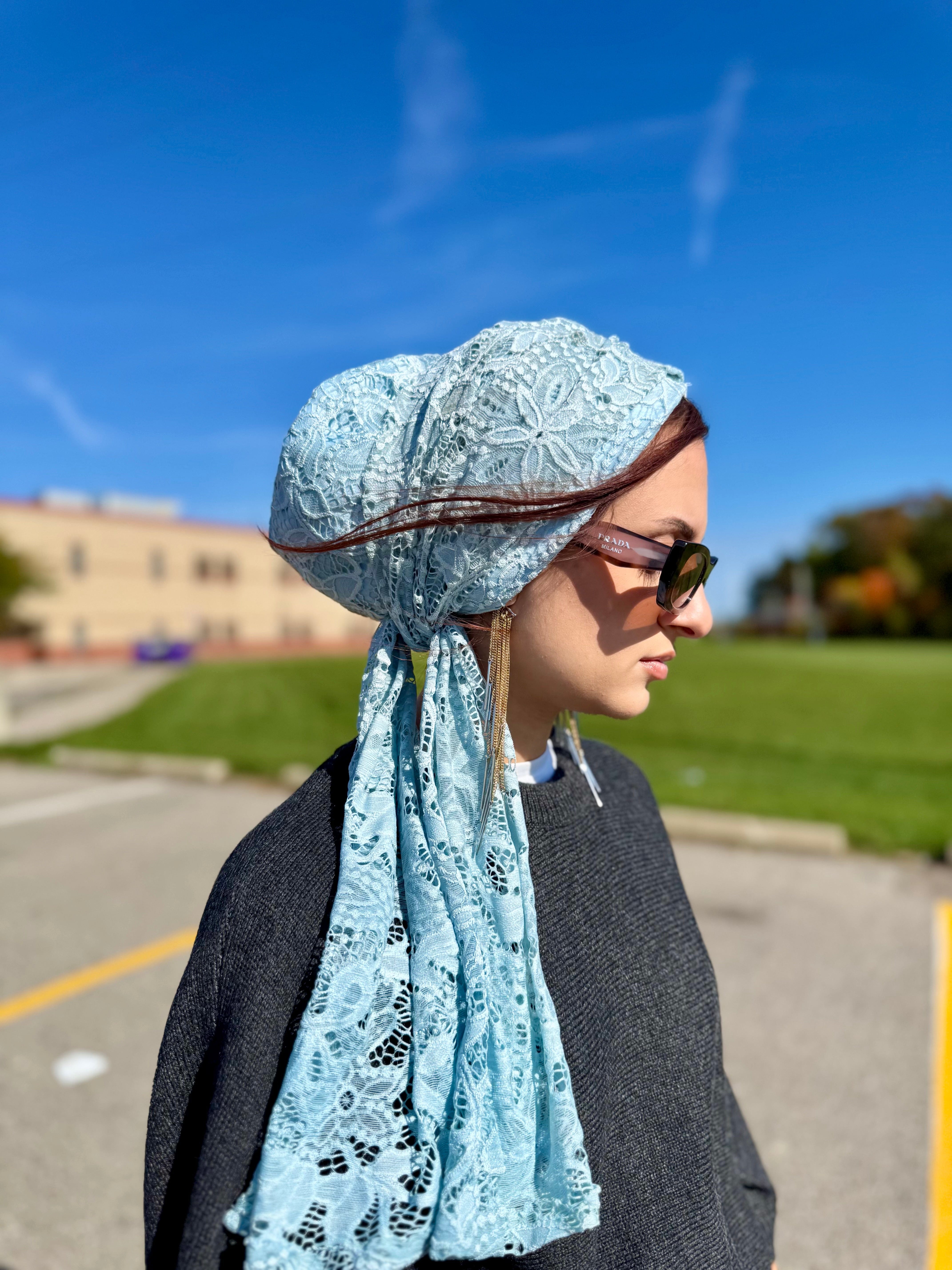 Beanie Wrap Lace - Sky
