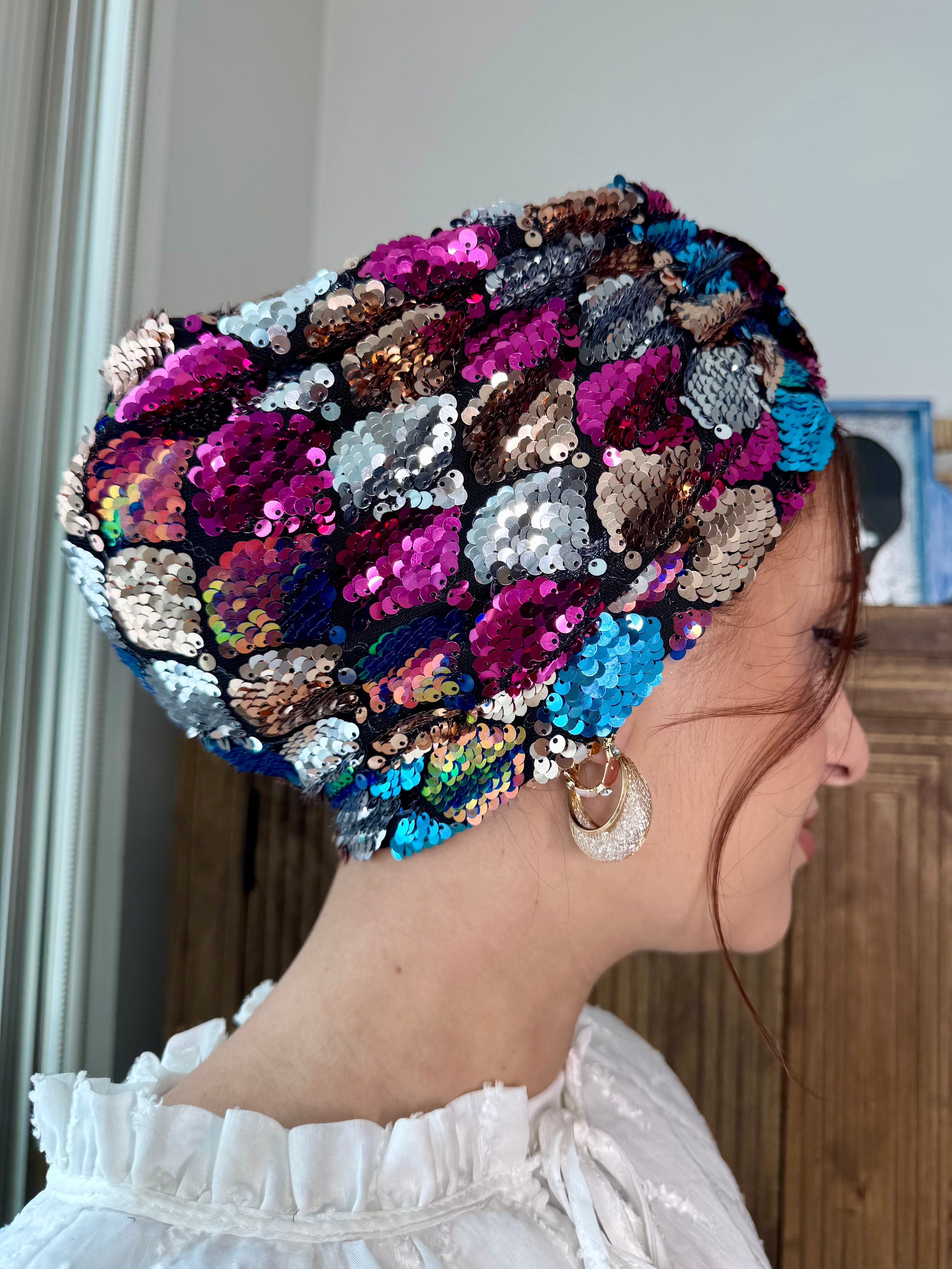Turban Basic Sequin - Fuchsia Blue