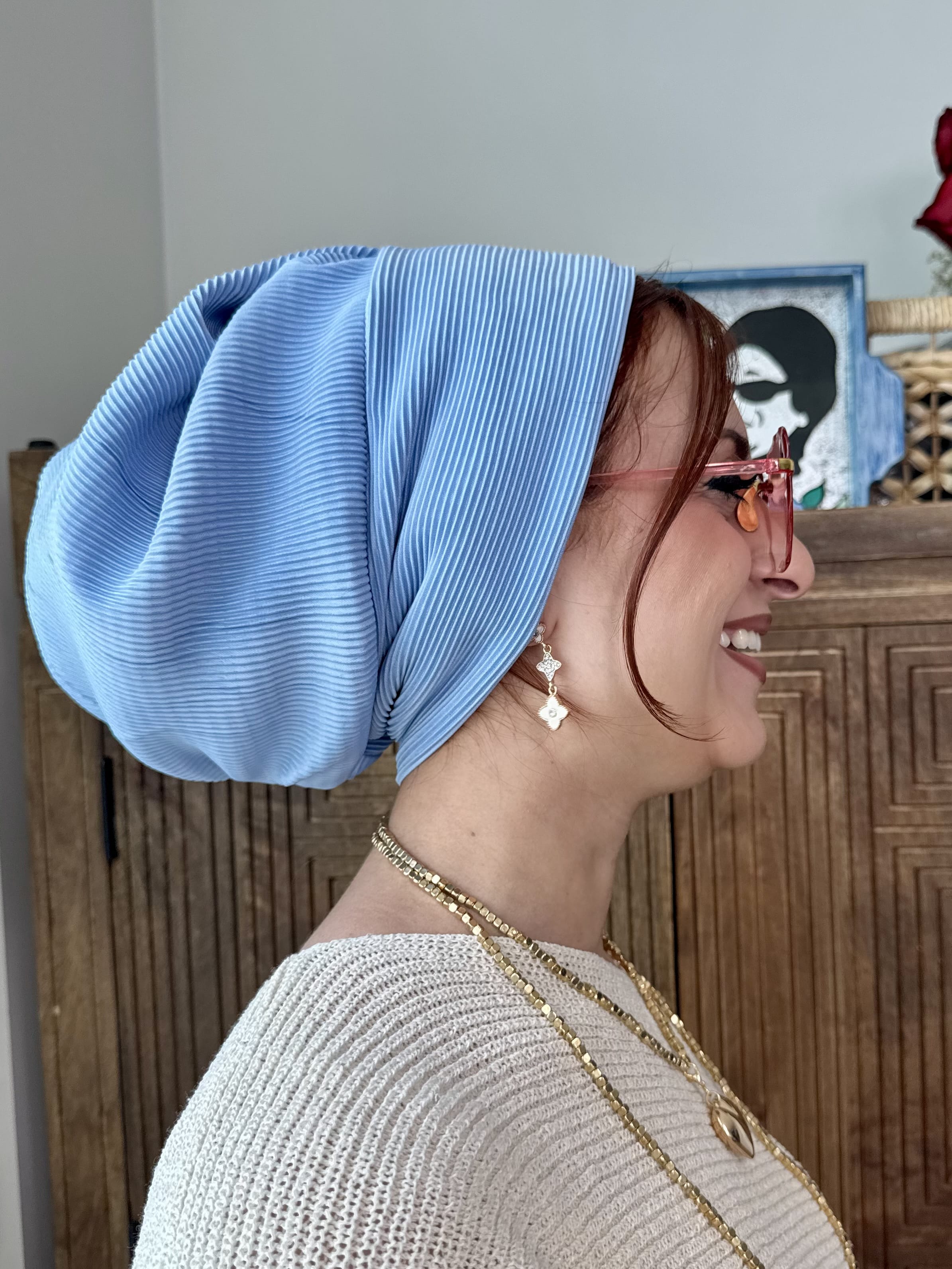Beanie pleated - Sky Gorgeous Blue