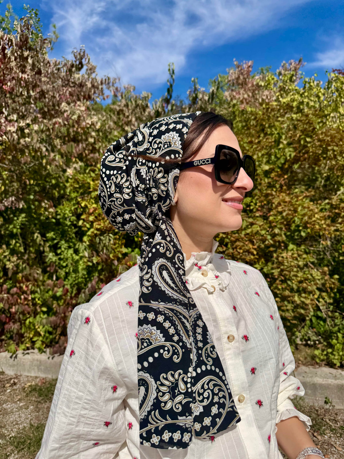 Beanie Wrap Chiffon - Paisley Black Nudes