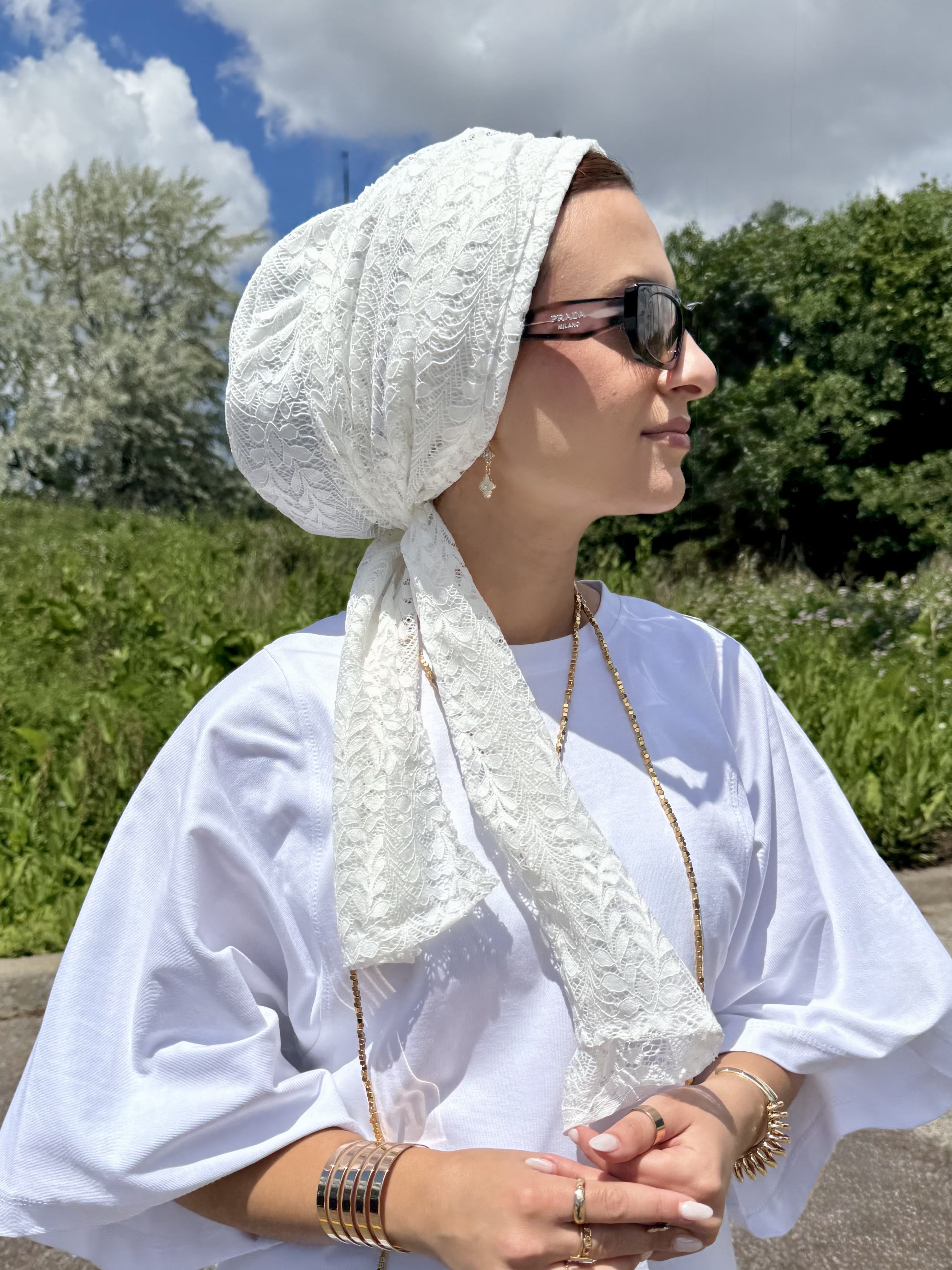 Beanie Wrap Lace - Off White